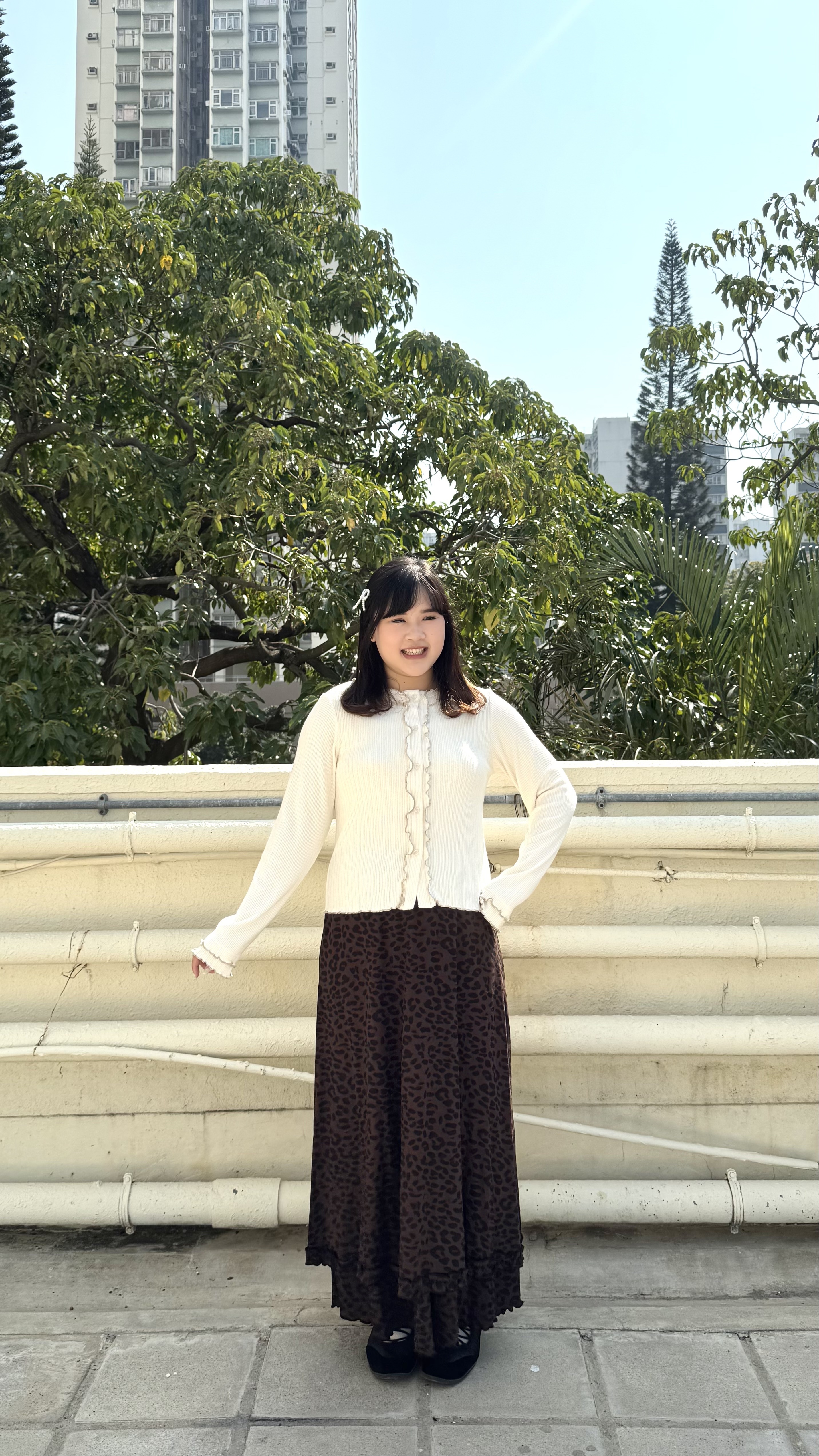 豹紋雙層花邊半身裙