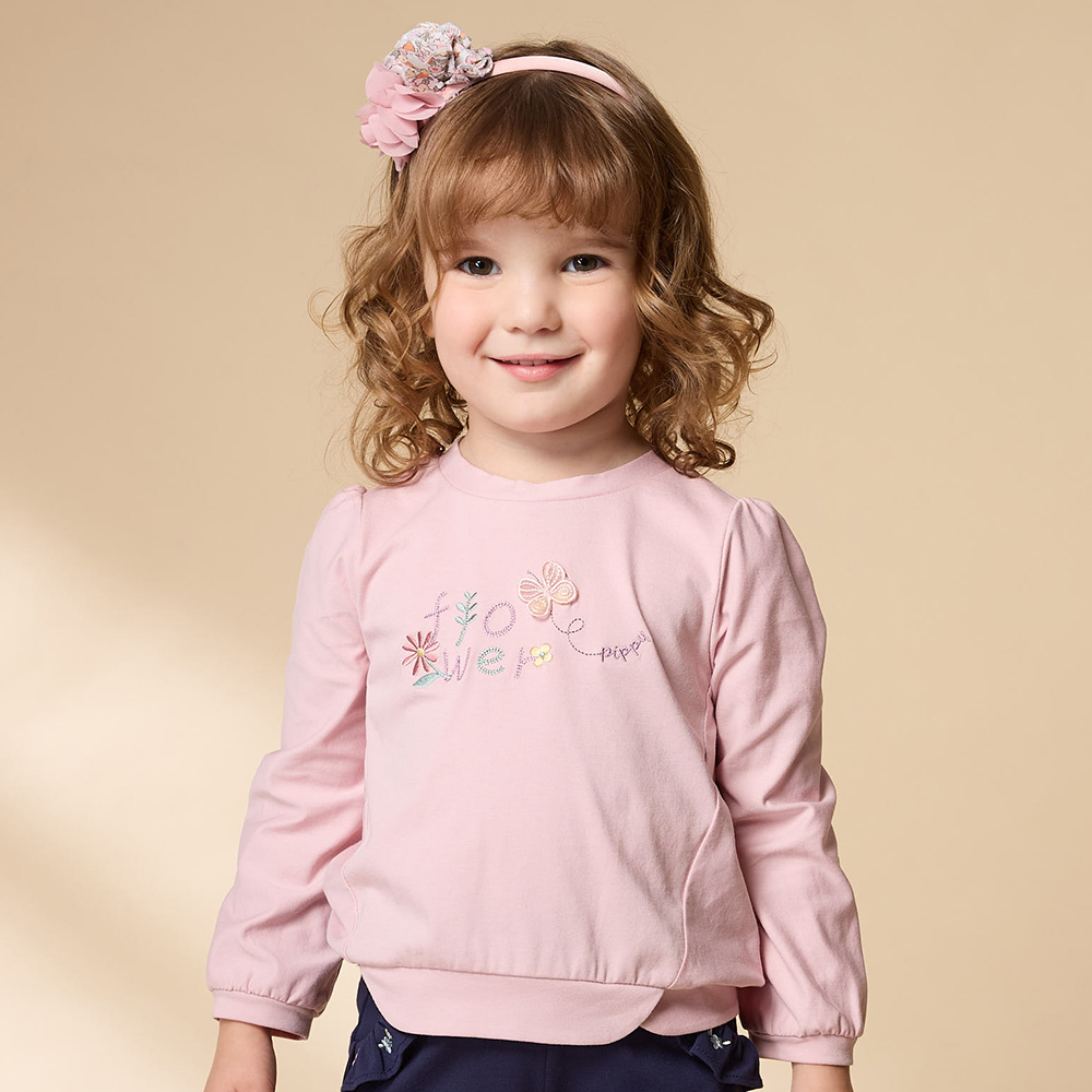 PIPPY春暖花開圓領長袖上衣 粉