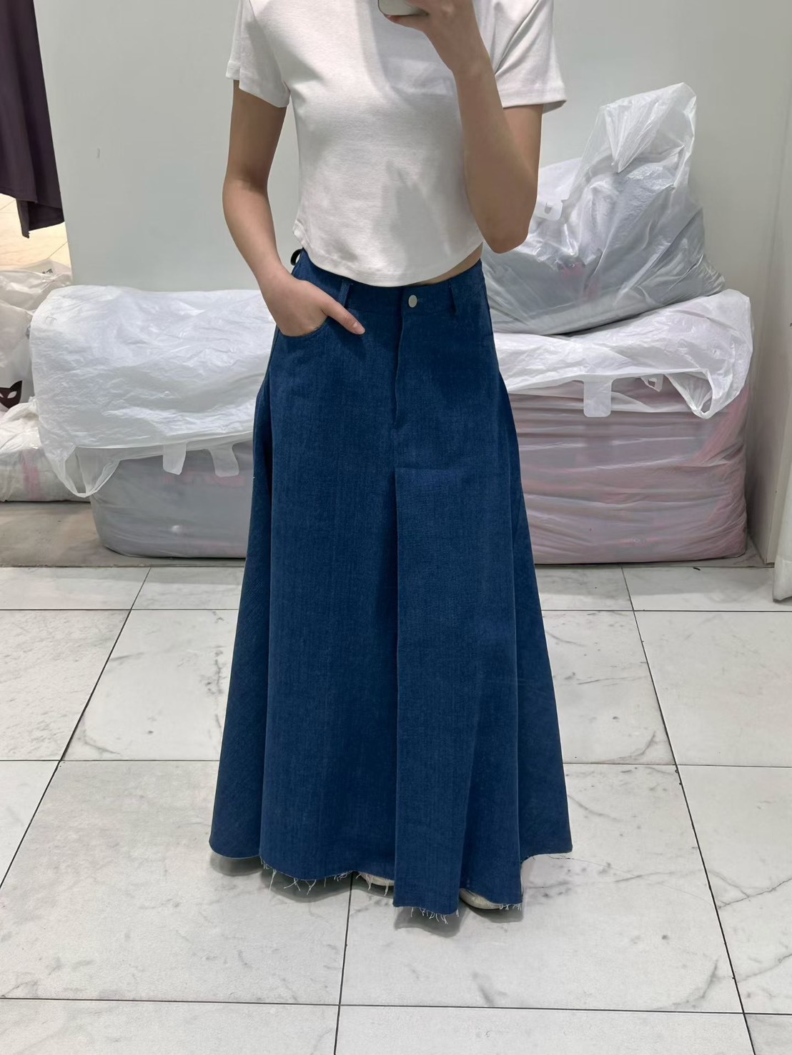 牛仔A字長裙