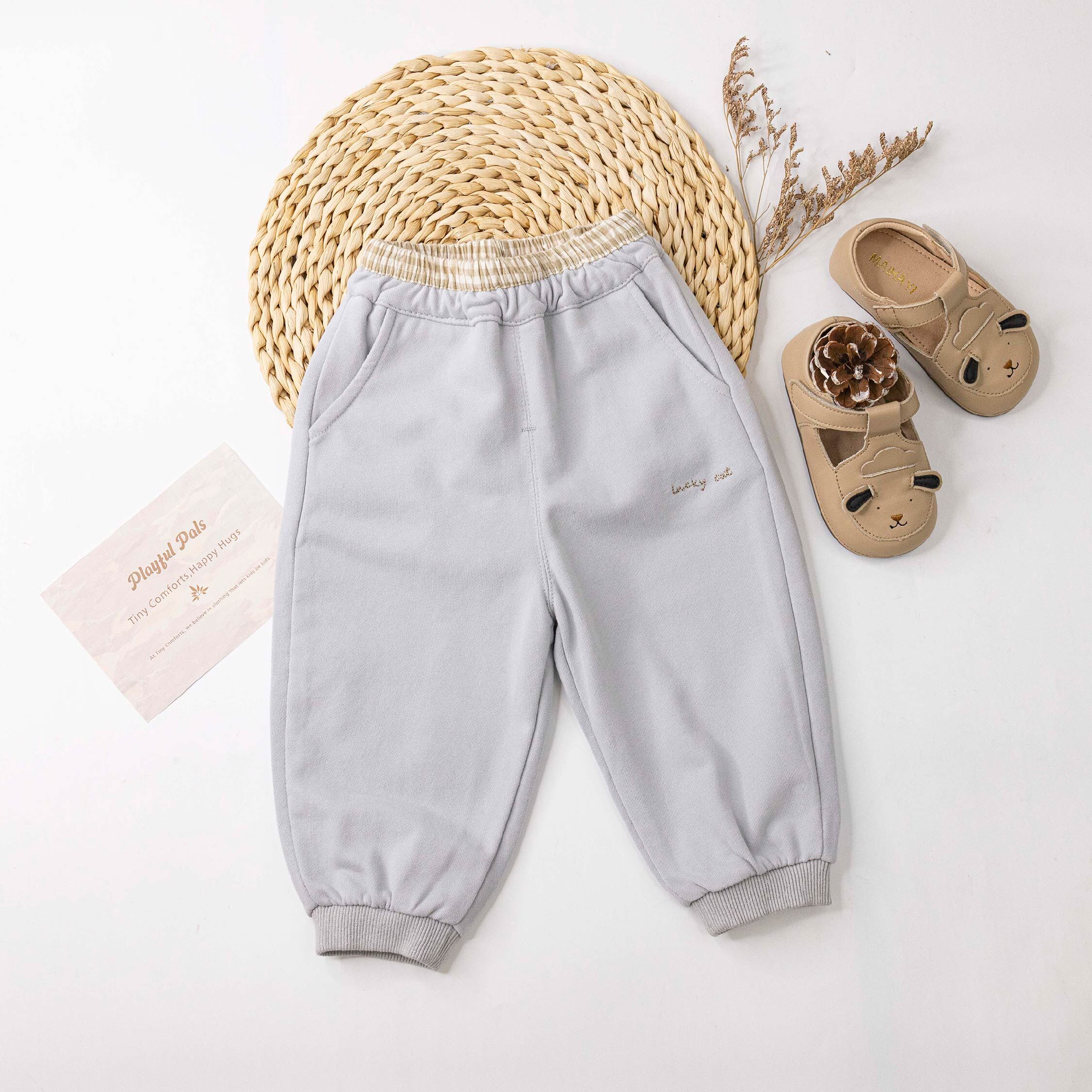 【H55946】幸運小貓咪格紋滾邊縮口褲＊二色