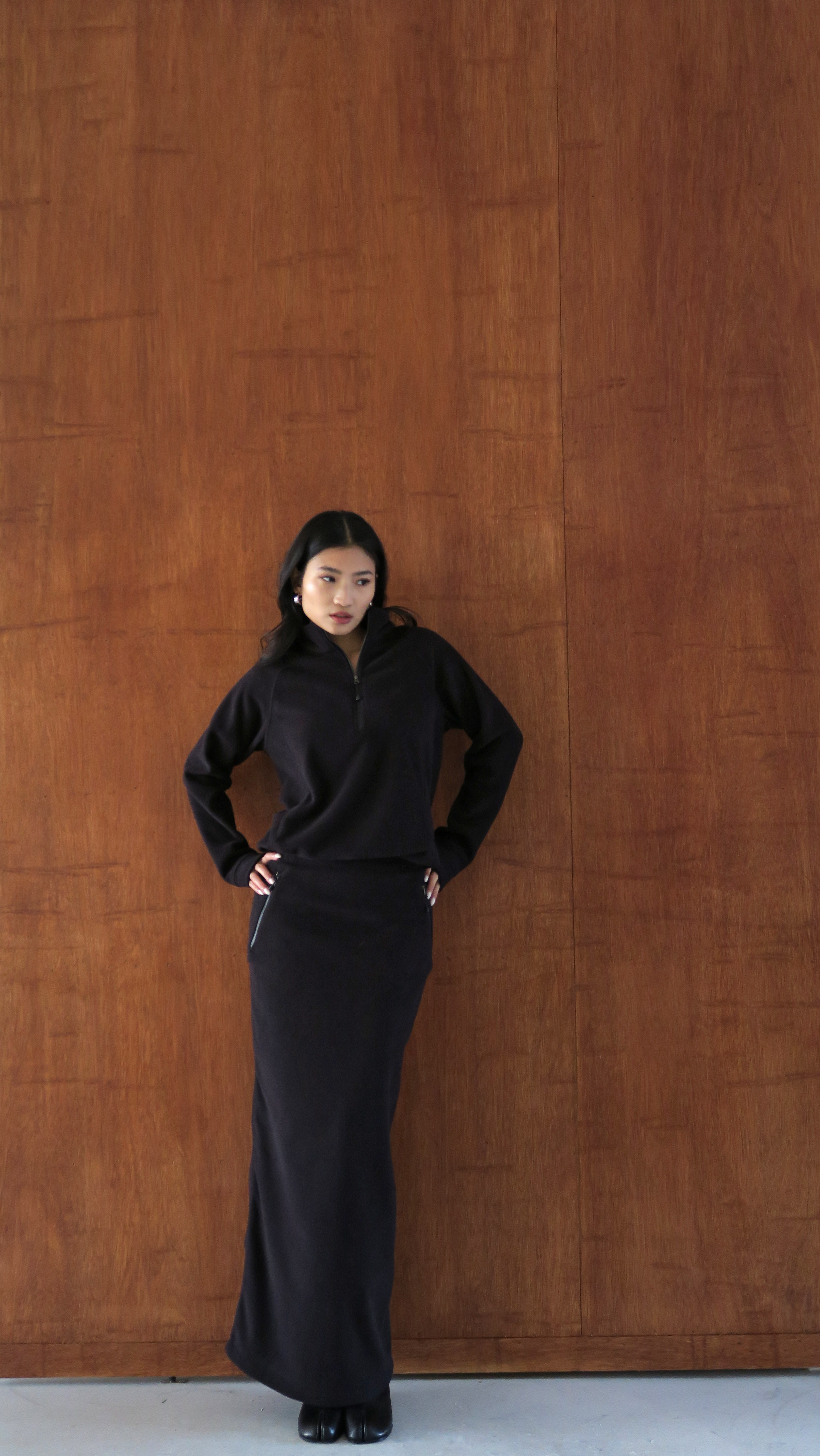 半拉鍊棉料套裙-單裙