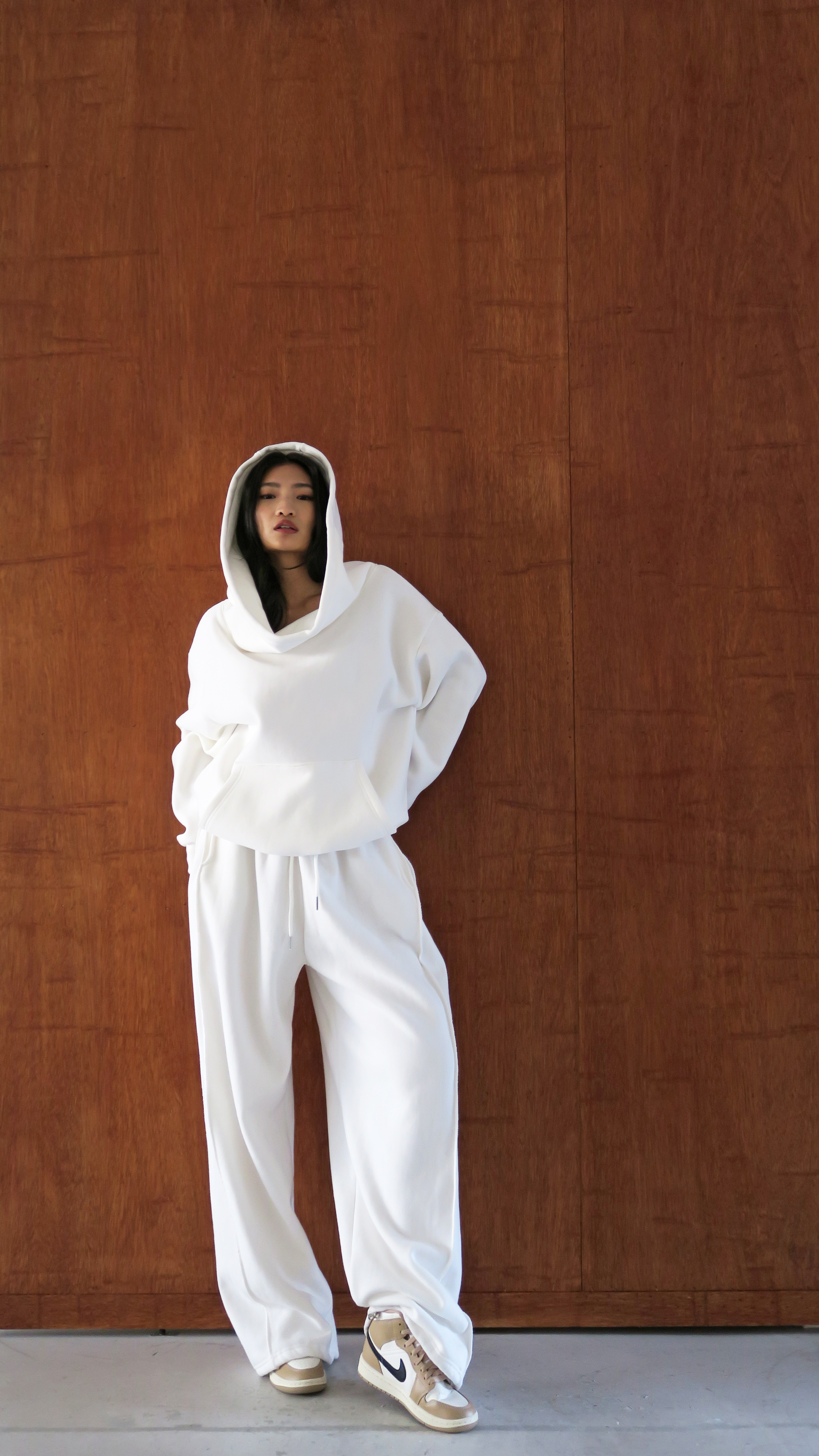 一字領連帽套褲-單上衣