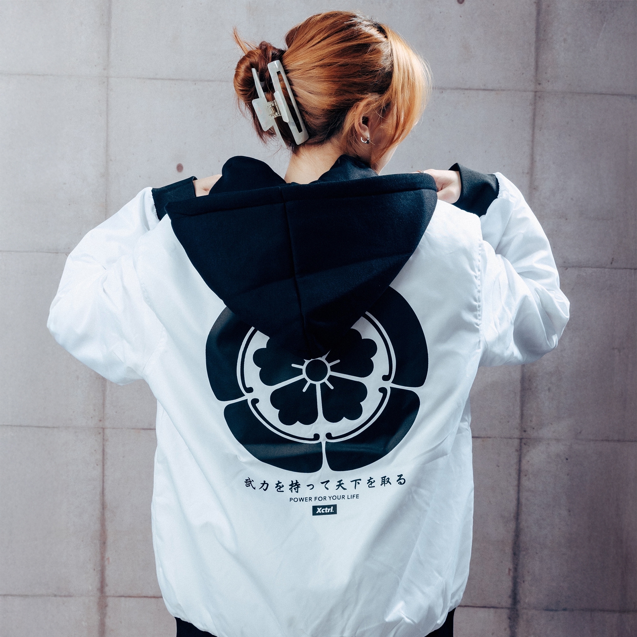 XCTRL 織田信長MA-1連帽外套(連帽可拆)-白