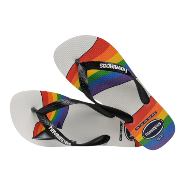 HAVAIANAS 哈瓦仕 人字拖 白色 彩虹旗 拖鞋 男 41466730128