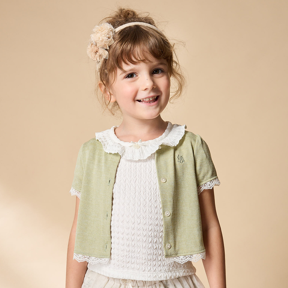 PIPPY 浪漫蕾絲荷葉領圍短袖上衣 白