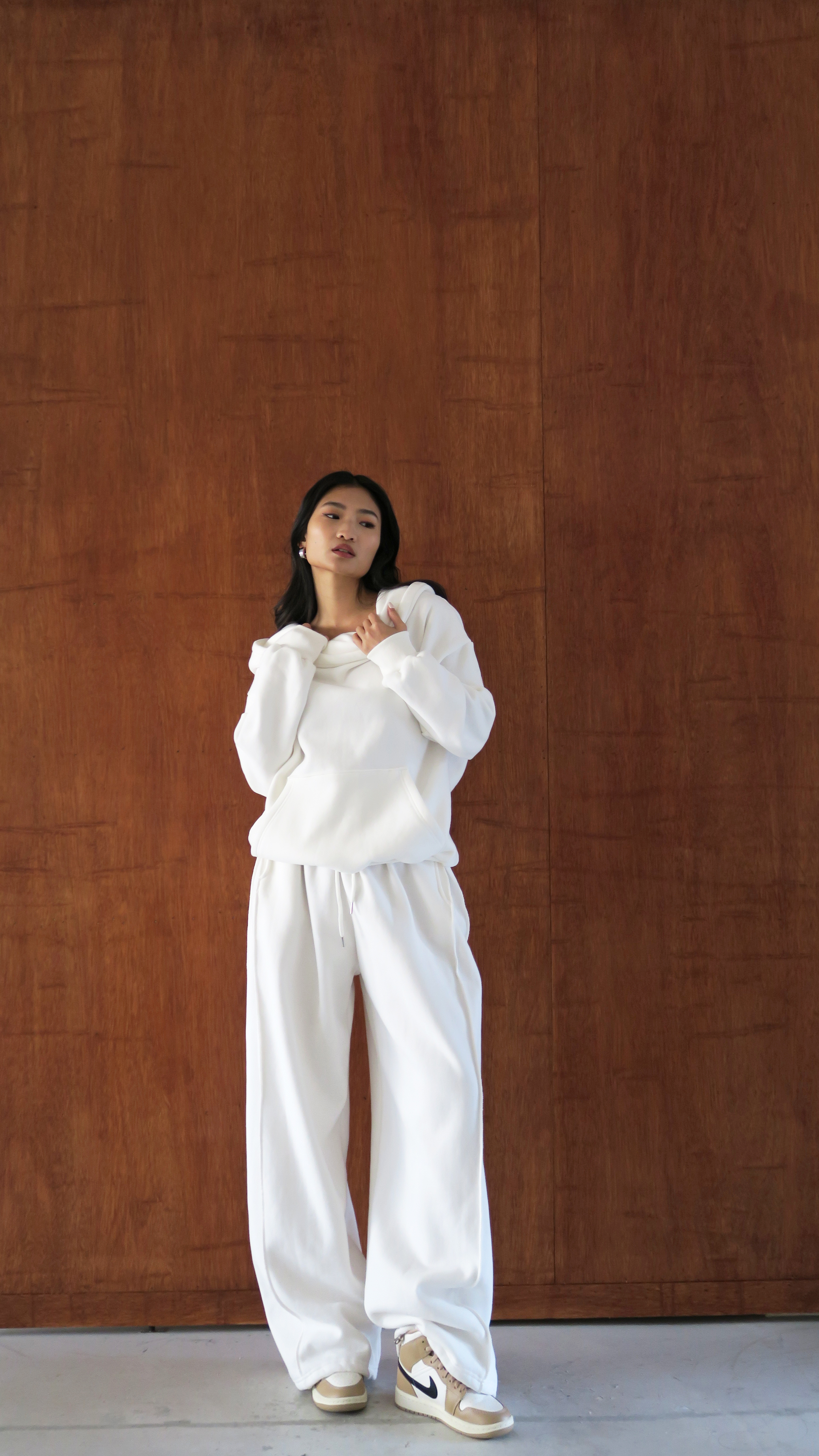 一字領連帽套褲-單褲