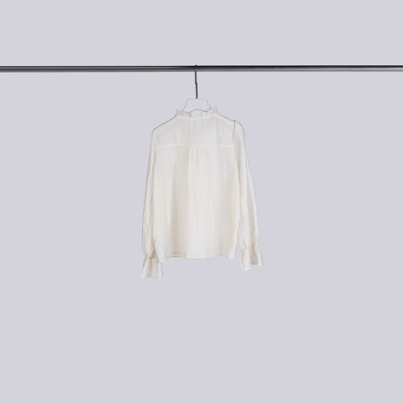 浪漫抓摺綁帶壓紋襯衫 | 奶油杏