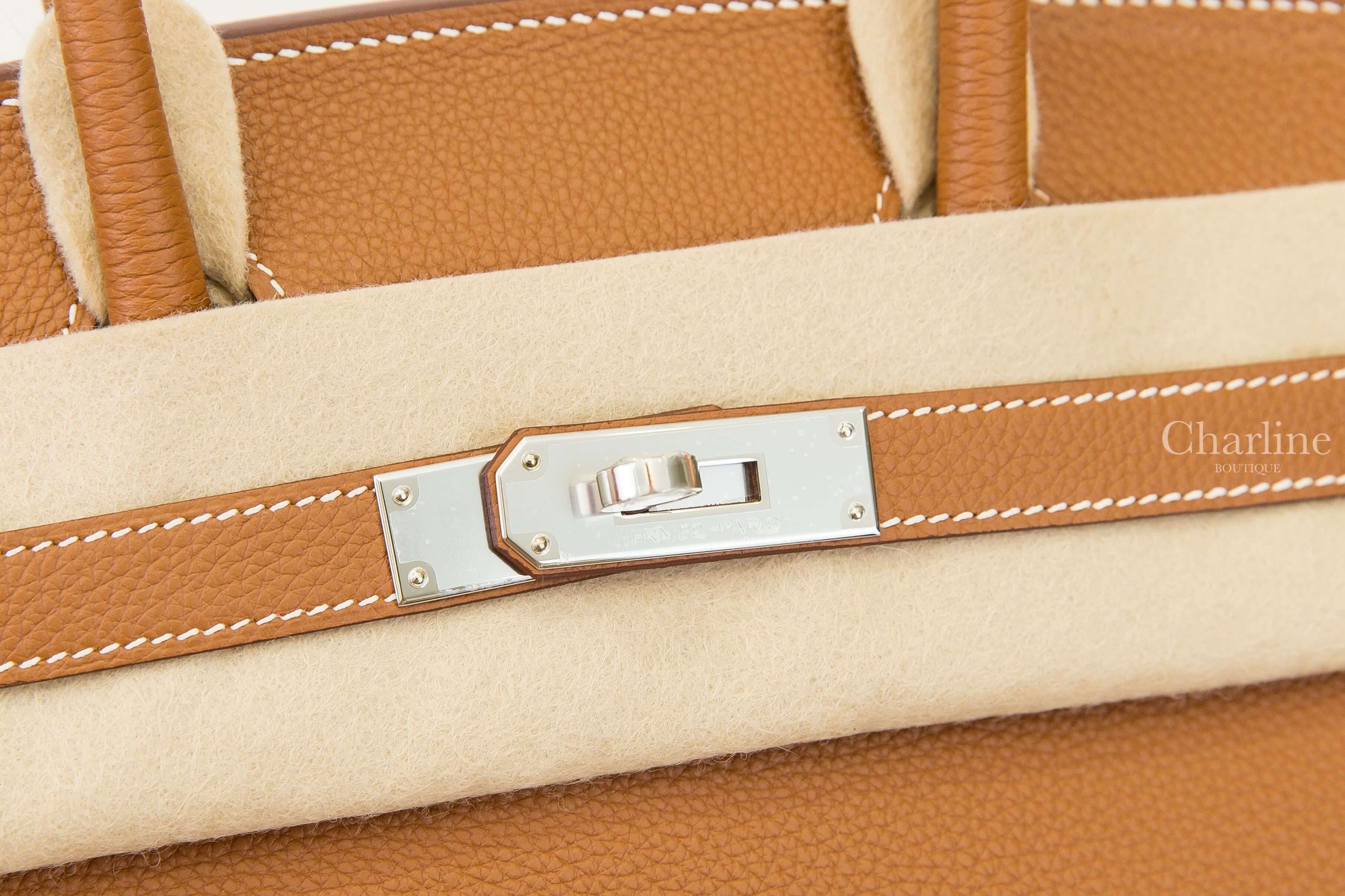 Hermès Birkin 30cm 37 Gold Veau Togo 焦糖色銀釦鉑金包