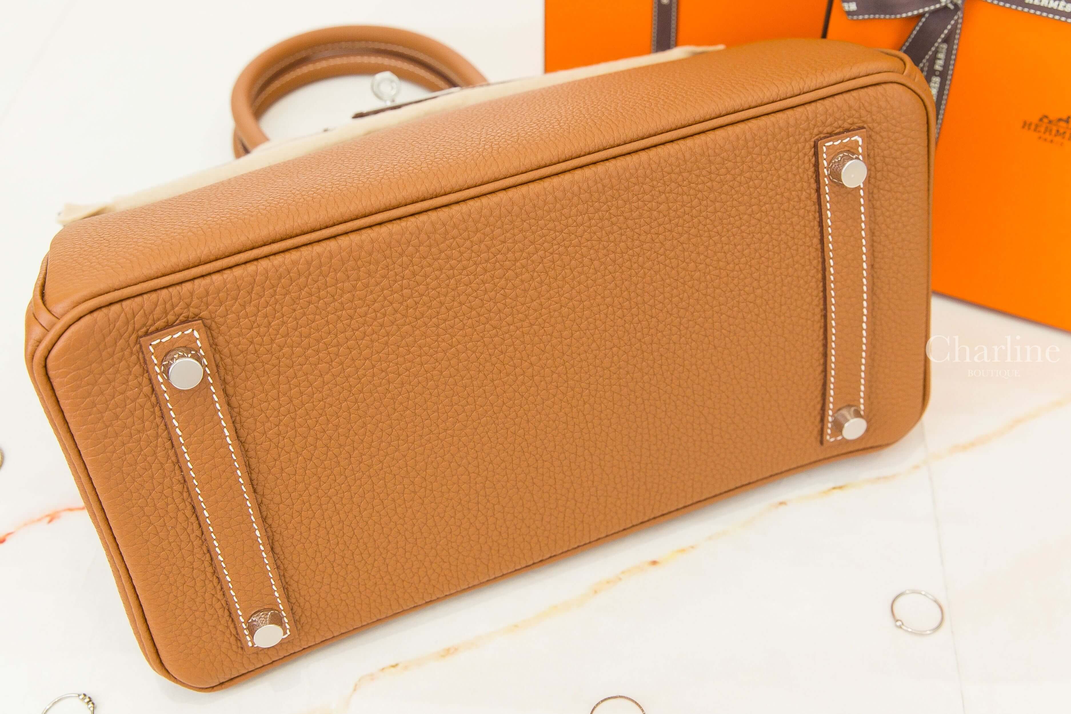 Hermès Birkin 30cm 37 Gold Veau Togo 焦糖色銀釦鉑金包-Charline Boutique 精品代購