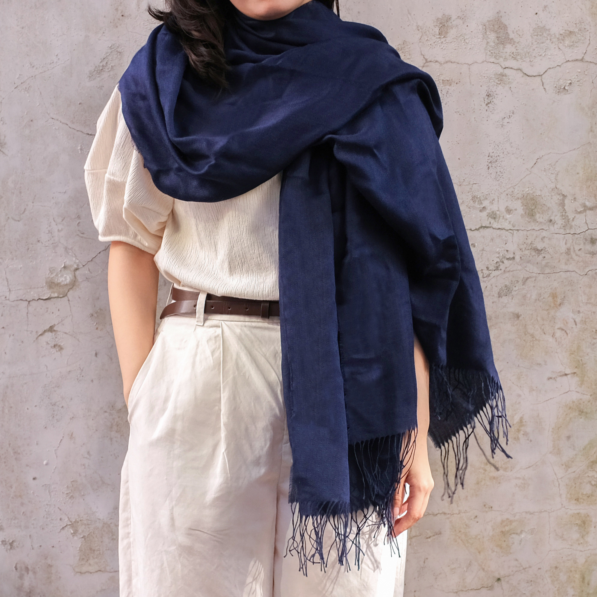 安地斯羊駝披肩｜深海藍｜秘魯