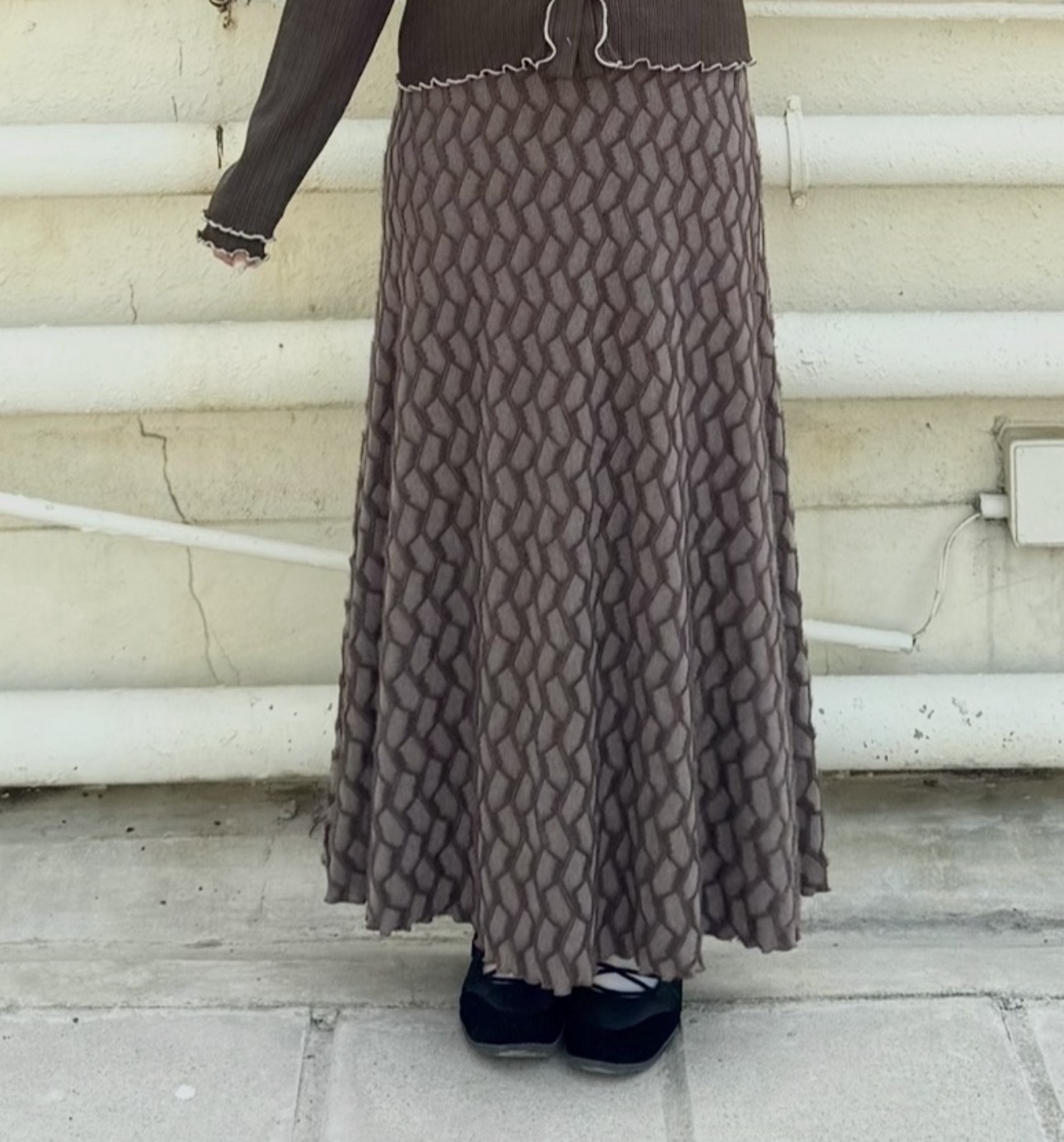 軟棉棉～不規則花紋直身裙