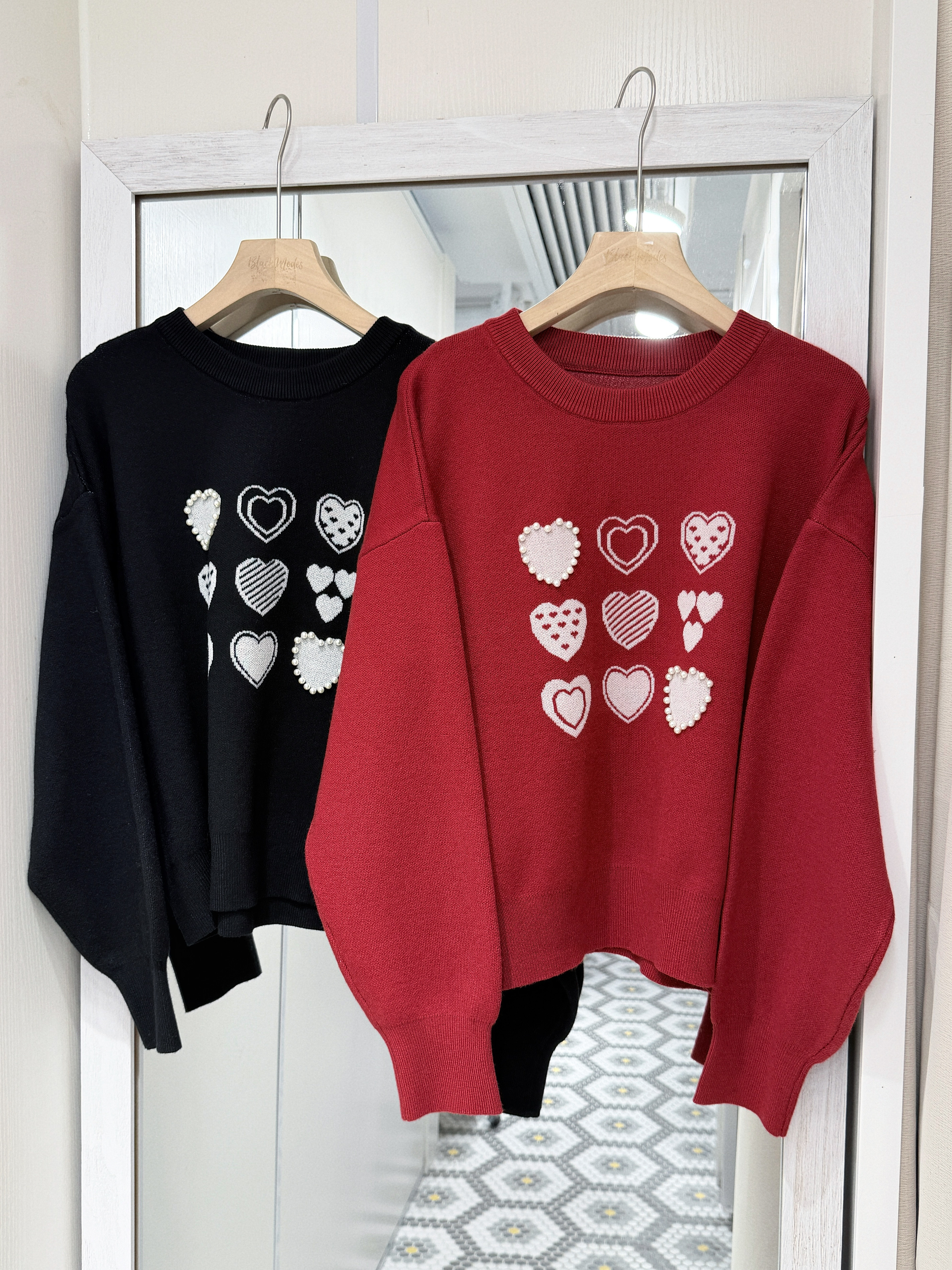 （停產） JP1173｜日本直送！九宮格心心針織毛衣𓂃 𓈒𓏸❤️ ̖́-