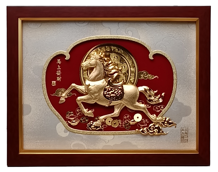 鹿港窯禮品館｜立即發財金箔畫 企業送禮客製化奔騰招財高雅財運藝術畫