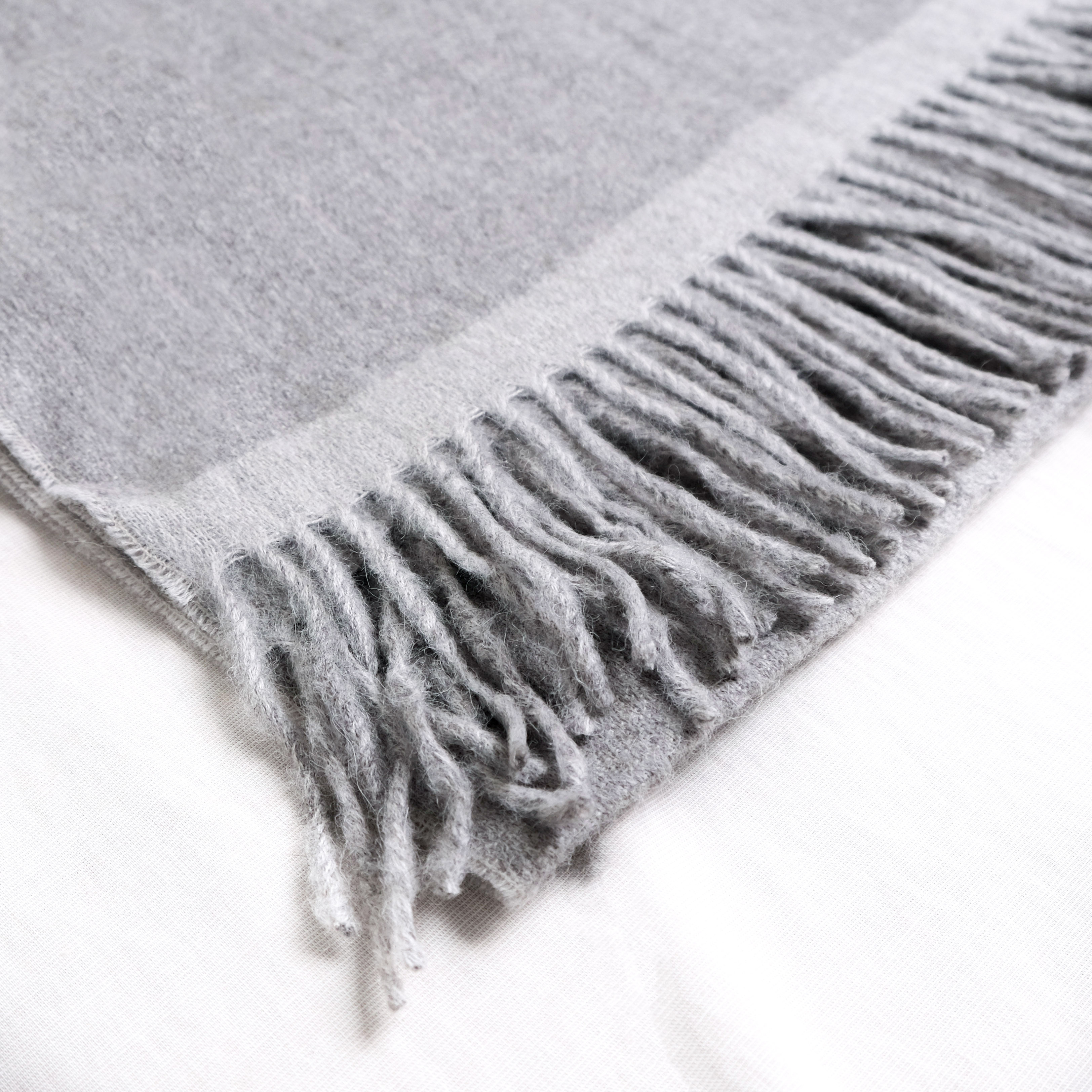 安地斯羊駝圍巾｜雙面款 - 灰色｜秘魯