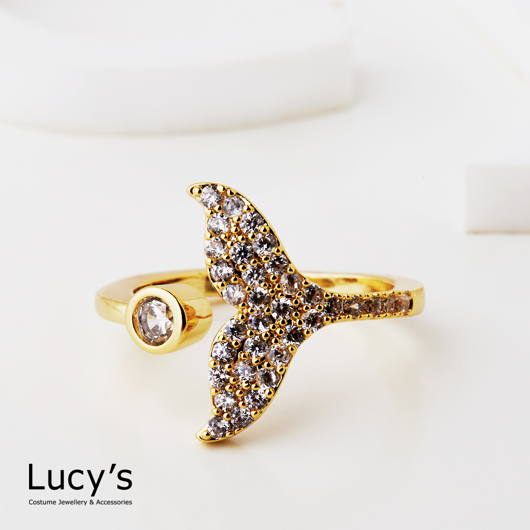 閃鑽魚尾 開口戒 (二色) (125667/125668)