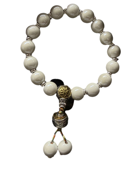 260116-A2 10mm+雍宮陶瓷珠白色手串（學業智慧）送布袋 (3月頭到貨只限尖沙咀門店自取）