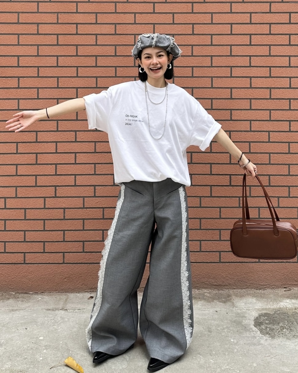 IVORY 蕾絲 花邊 修身 西裝褲 兩色 C4776