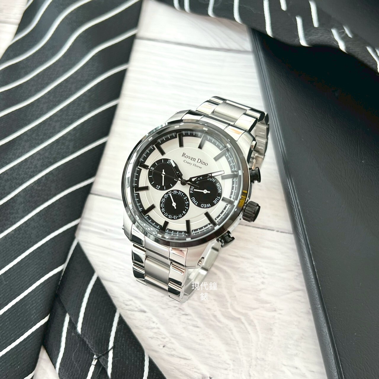 【Roven Dino羅梵迪諾】金牌特務三眼時尚腕錶 RD6090S-398W 45mm 現代鐘錶