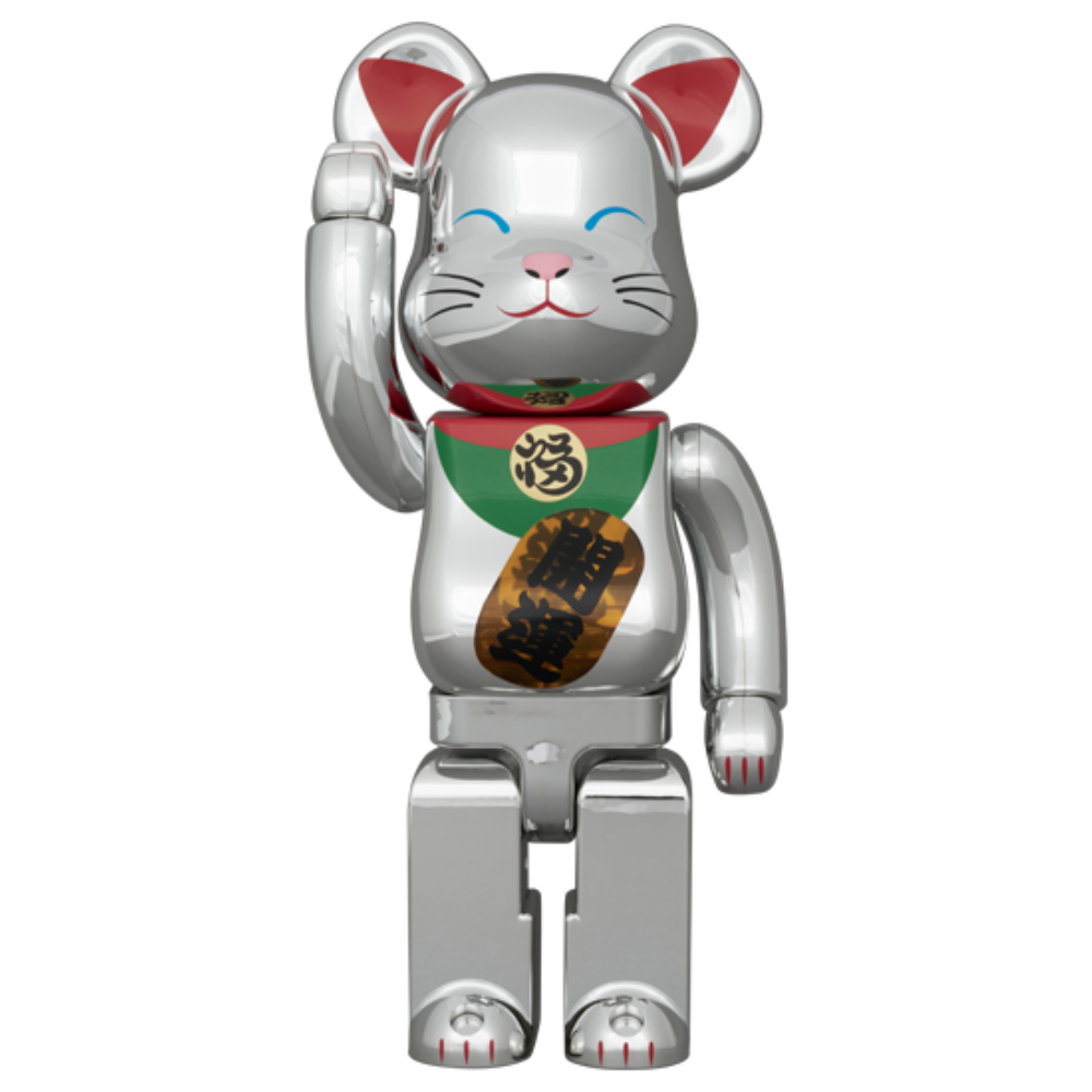招財貓 招き猫 開運 弐 発光 銀メッキ 400% / 1000％ BE@RBRICK