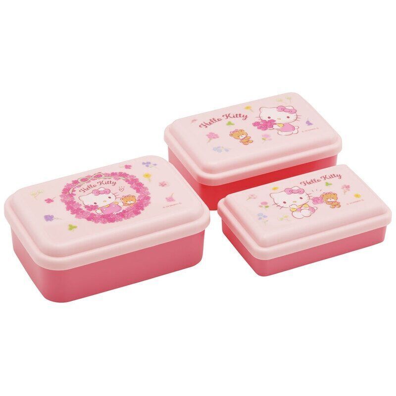 HELLO KITTY  方形便當盒食物盒 三個裝