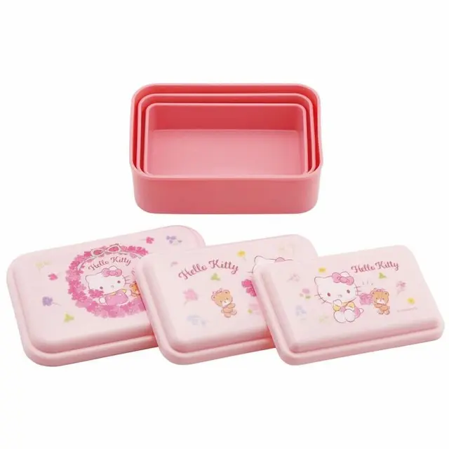 HELLO KITTY  方形便當盒食物盒 三個裝