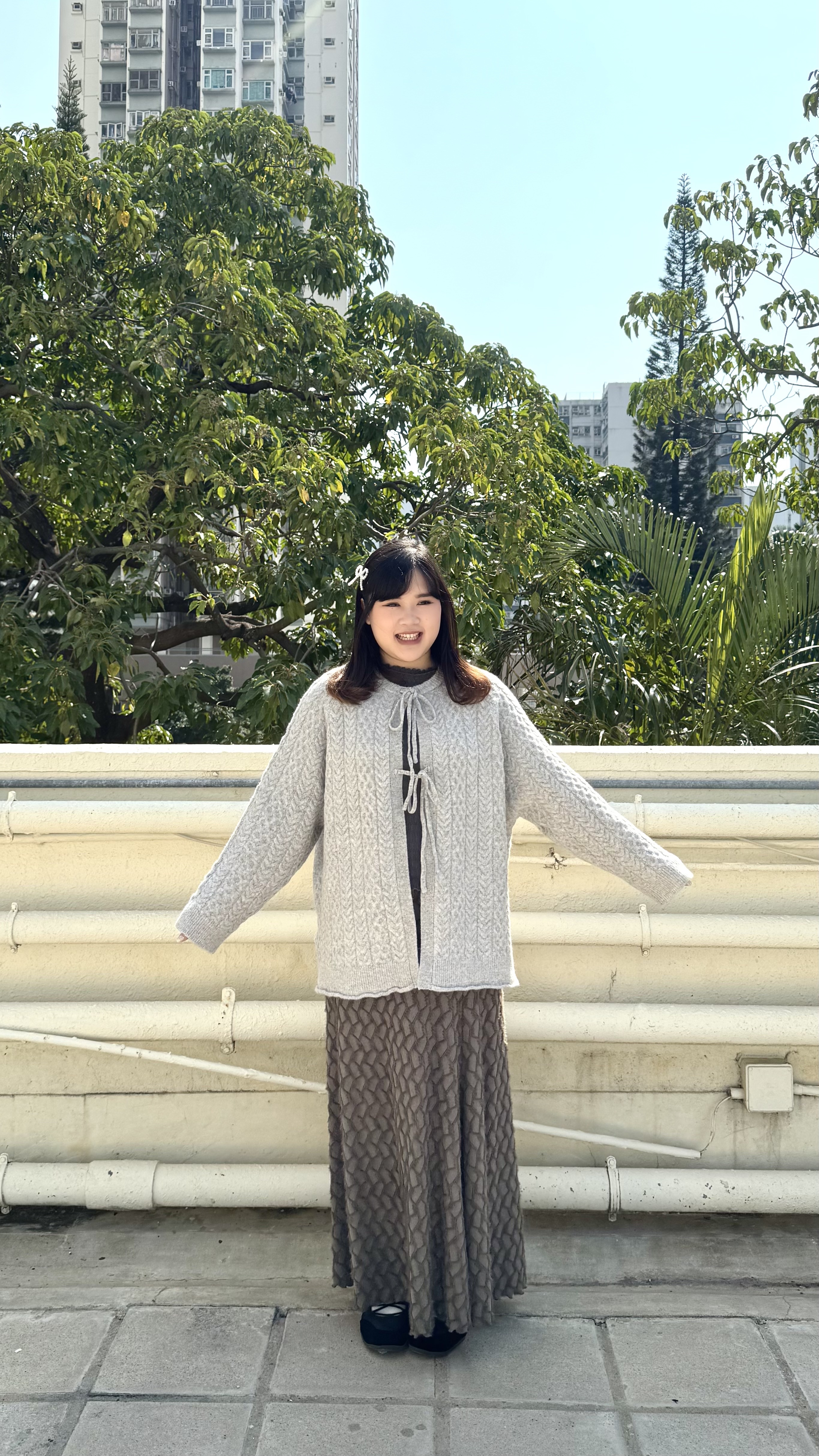 麻花側開叉綁帶針織外套