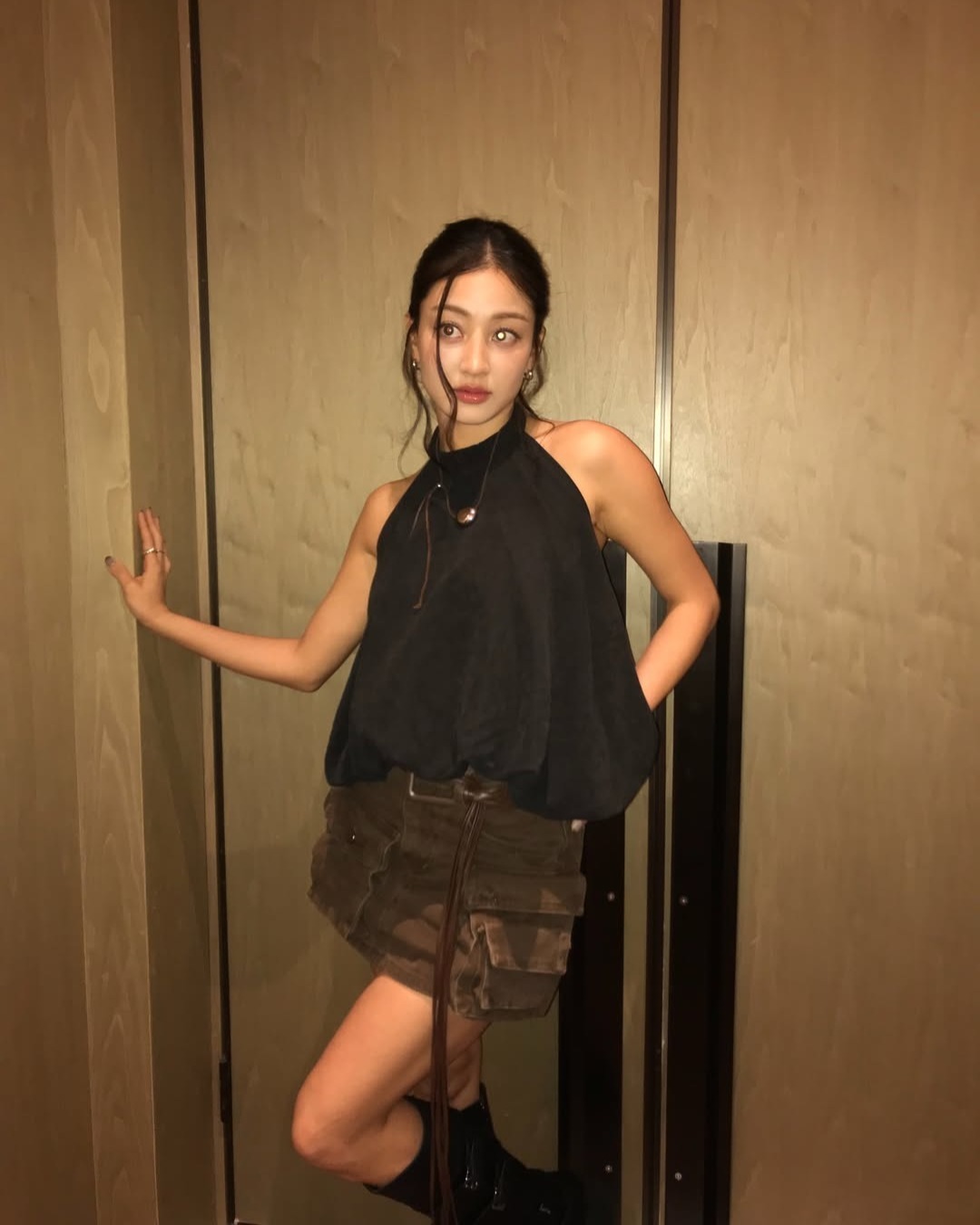 NOIRMUTE CARGO MINI SKIRT PANTS (BELT SET)