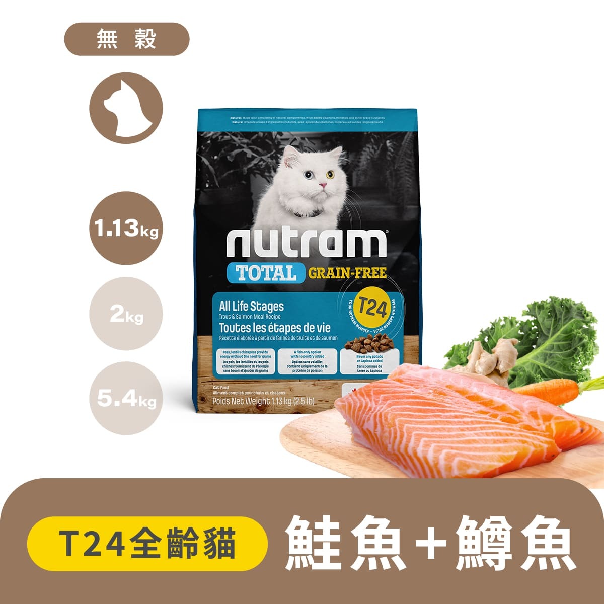 紐頓  T24 無穀全能系列 鮭魚+鱒魚挑嘴全齡貓 |貓飼料