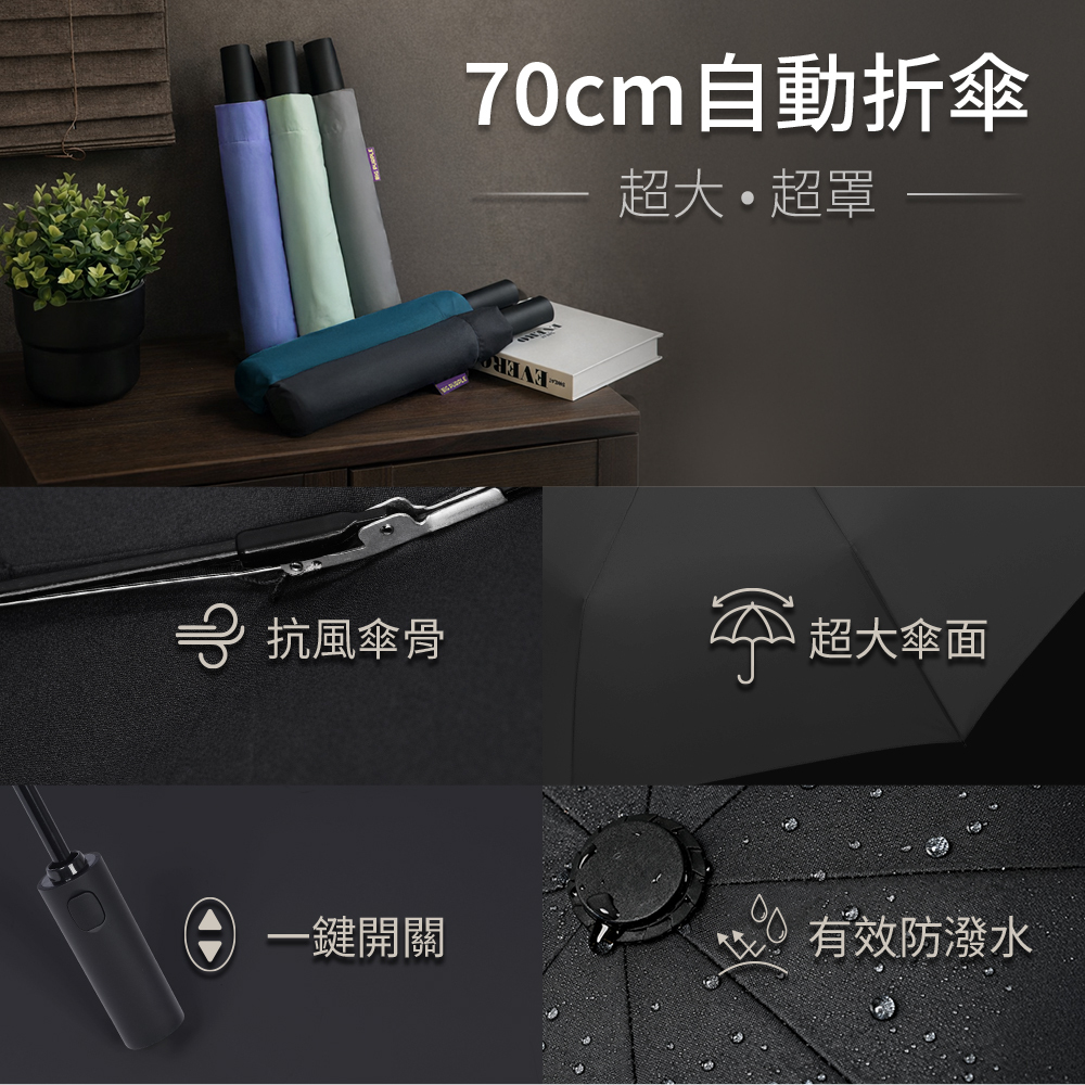 雨傘王 70CM大傘面自動折傘 超大超罩