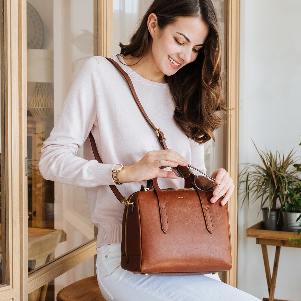 Sydney 輕量真皮波士頓包-咖啡色 SHB1978210