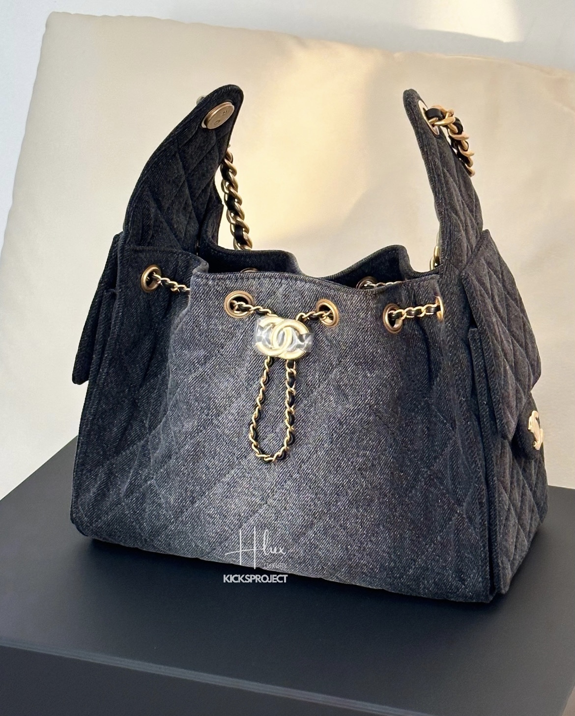 Chanel 25 bag small size 小號 黑色 牛仔布 26P