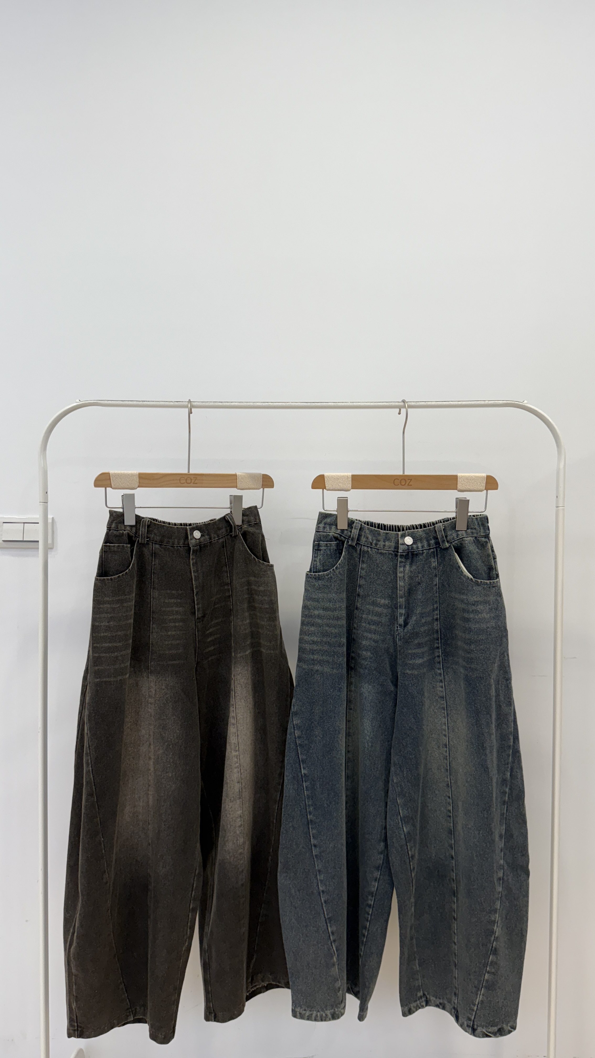 (版娘推薦)  99cm的刷色牛仔繭型褲F size _89011(88091)