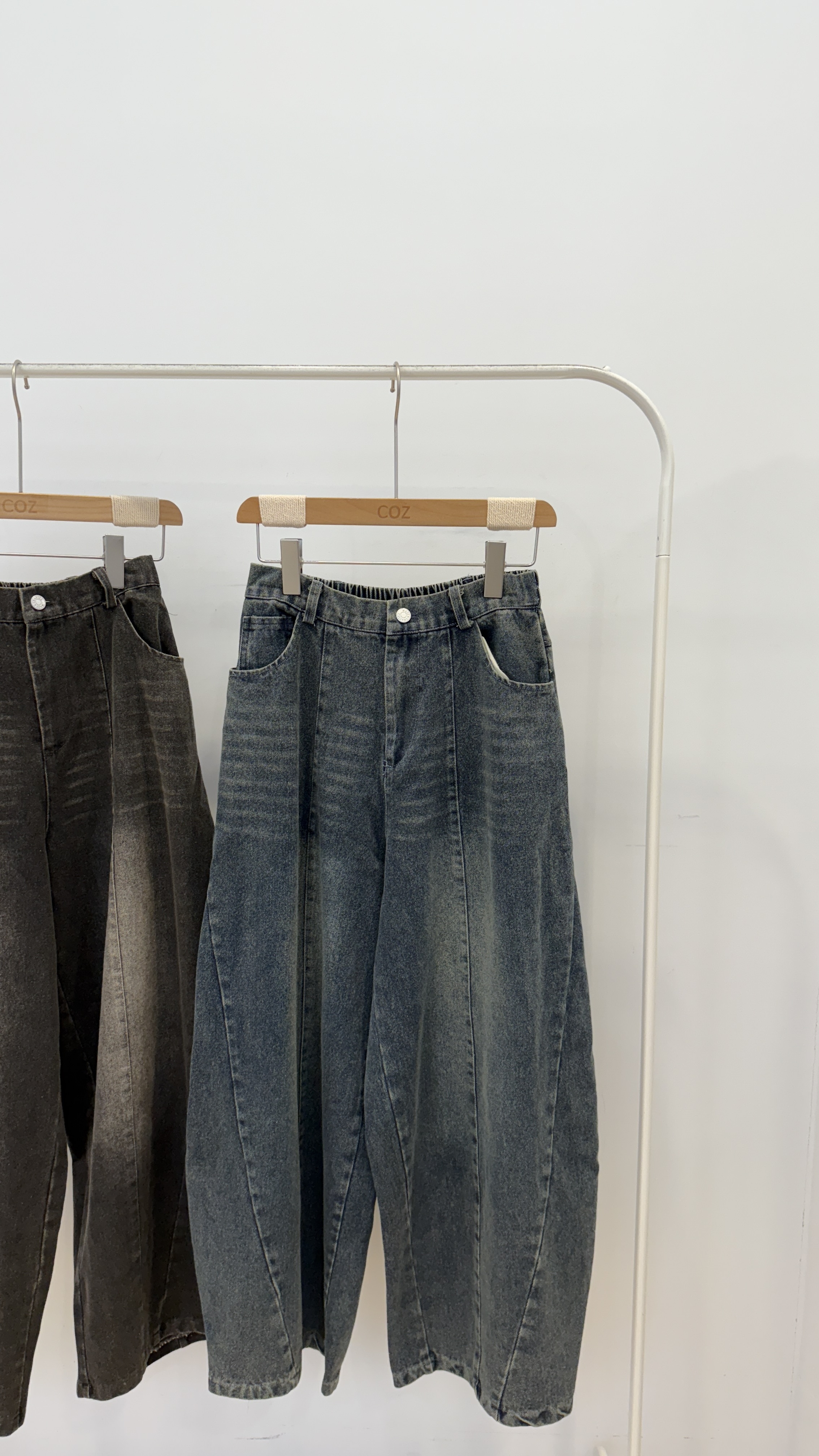 (版娘推薦)  99cm的刷色牛仔繭型褲F size _89011(88091)