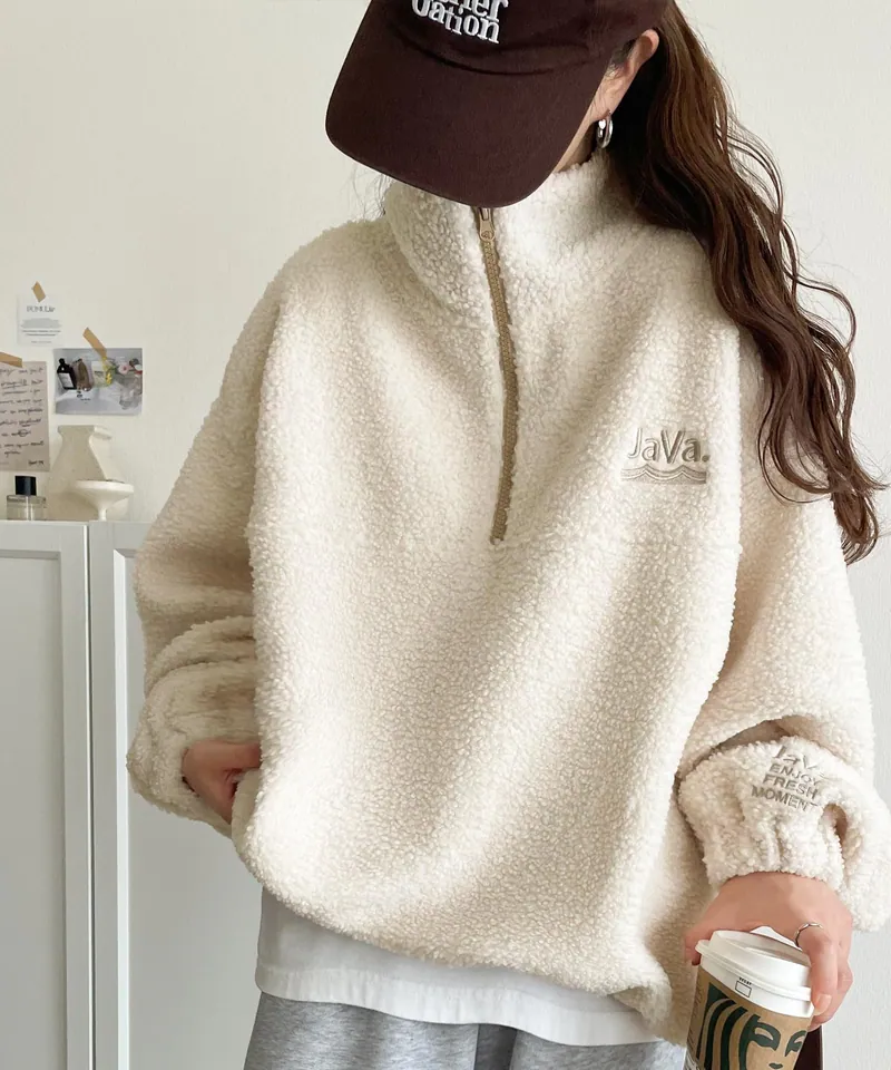🇯🇵 日本選物|JAVA 半拉鍊 羊羔毛 搖粒絨 立領上衣
