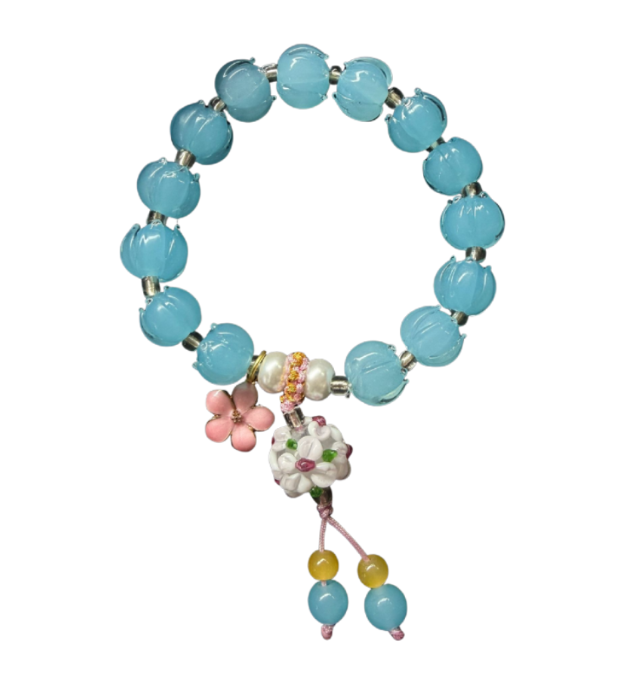 260116-A12 雍宮香灰琉璃冰藍蓮花珠手串 - 平安健康（送布袋 ）(需留中文全名，已包大寶法王開光證+布袋和雍和宮開光，不提供開光視頻，3月頭到貨只限尖沙咀門店自取）