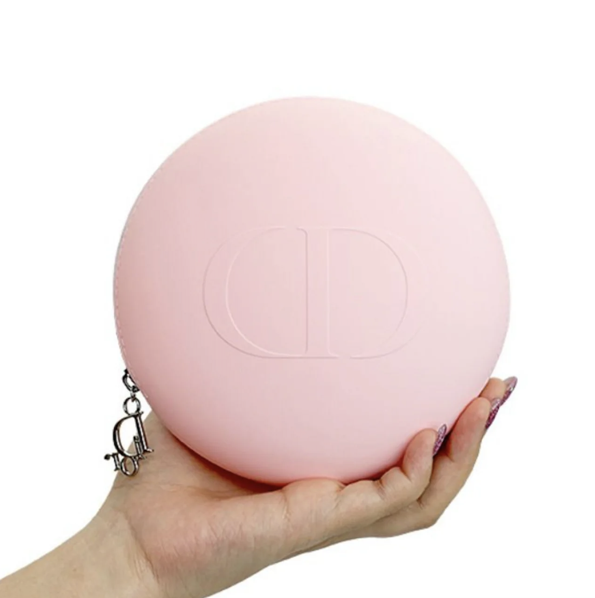 少 量 現 貨丨Dior 粉紅色硅膠圓形化妝袋 專櫃貨連盒