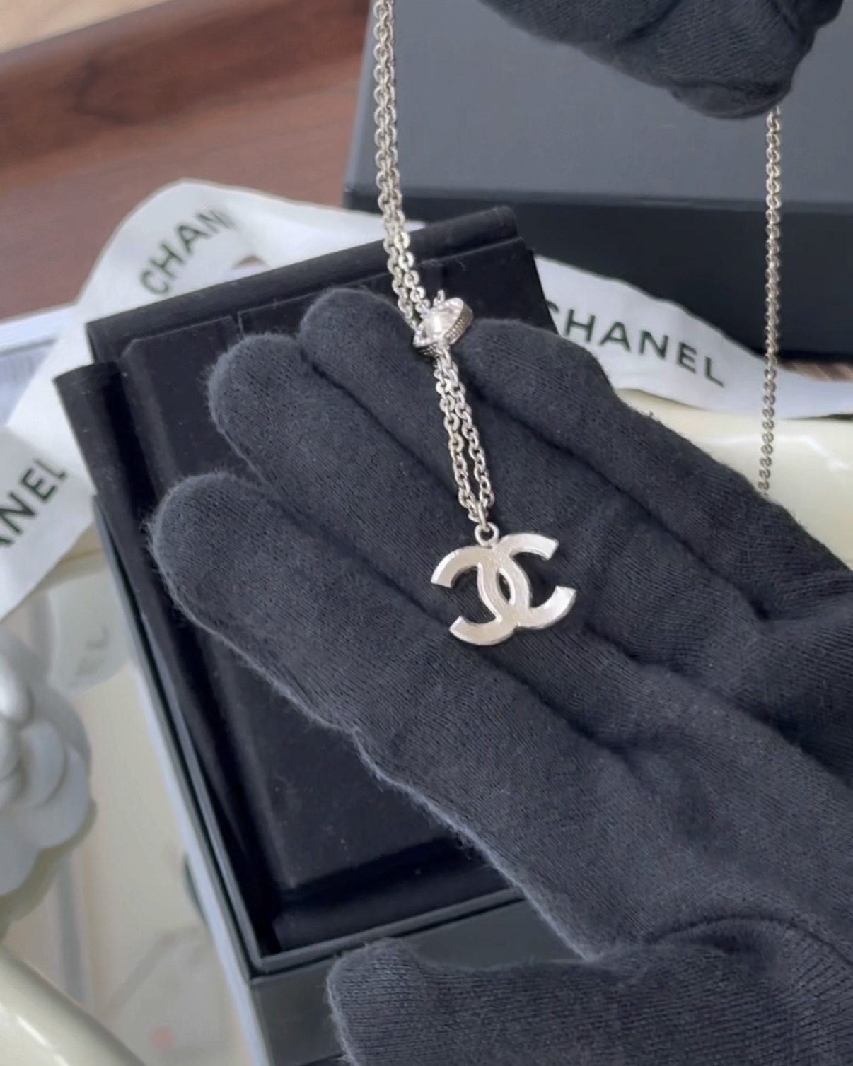 CHANEL｜珍珠水鑽項鏈 (可調整兩段式)