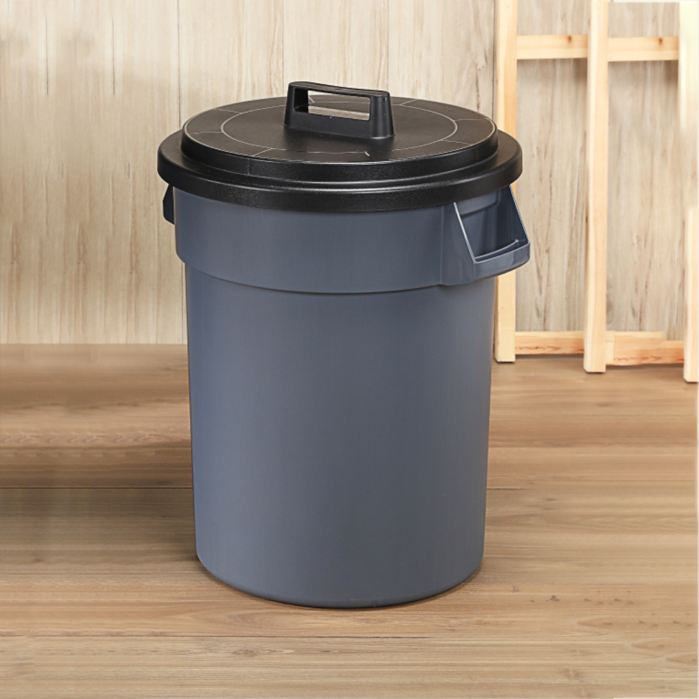 真心良品x 聯府KEYWAY 圓周大容量附蓋垃圾桶95L -1入組