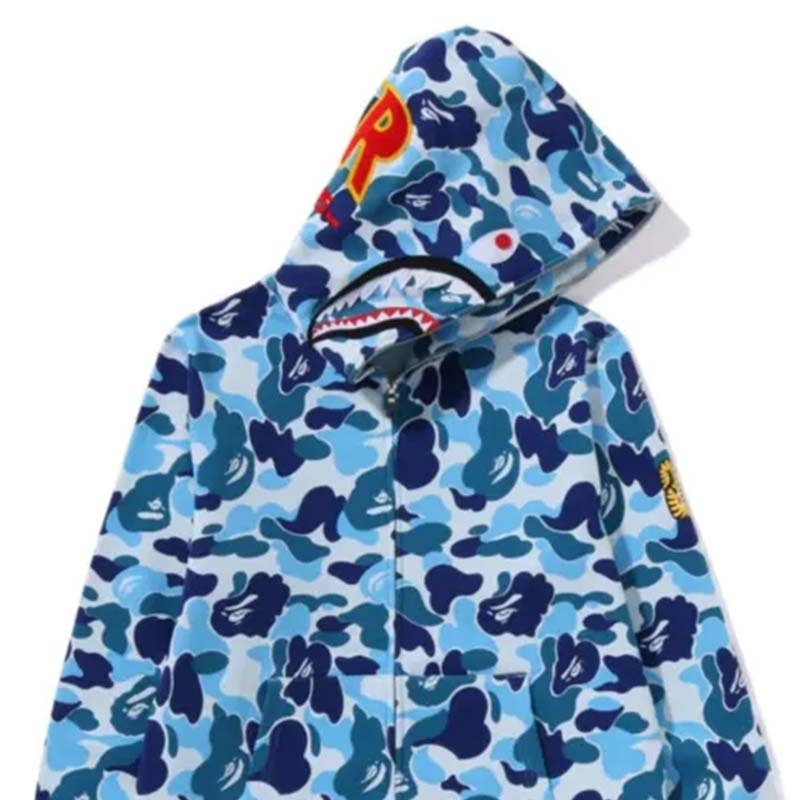 BAPE ABC Camo Ponr Shark Full Zip Hoodie 鯊魚 連帽外套 藍色迷彩 BAPE-19 [台灣現貨]