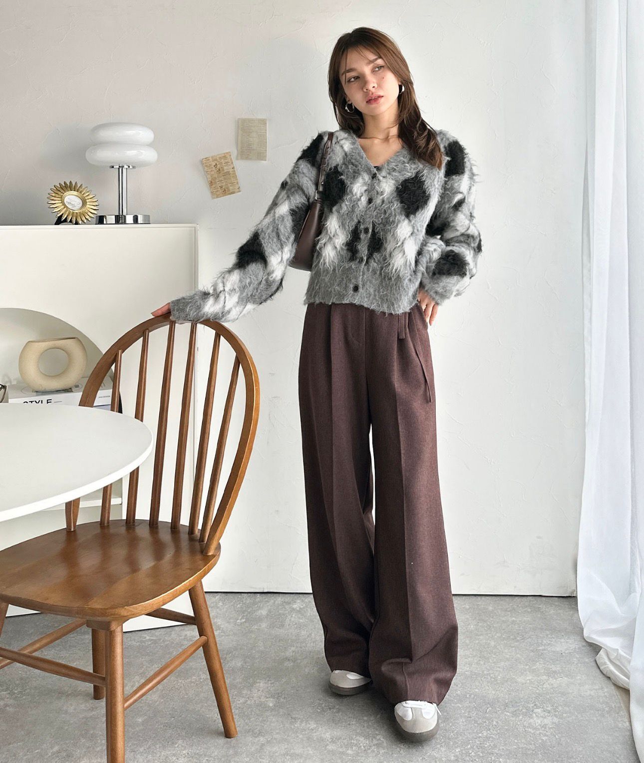 【預購】JN011604 mily bilet 菱格紋V領針織外套