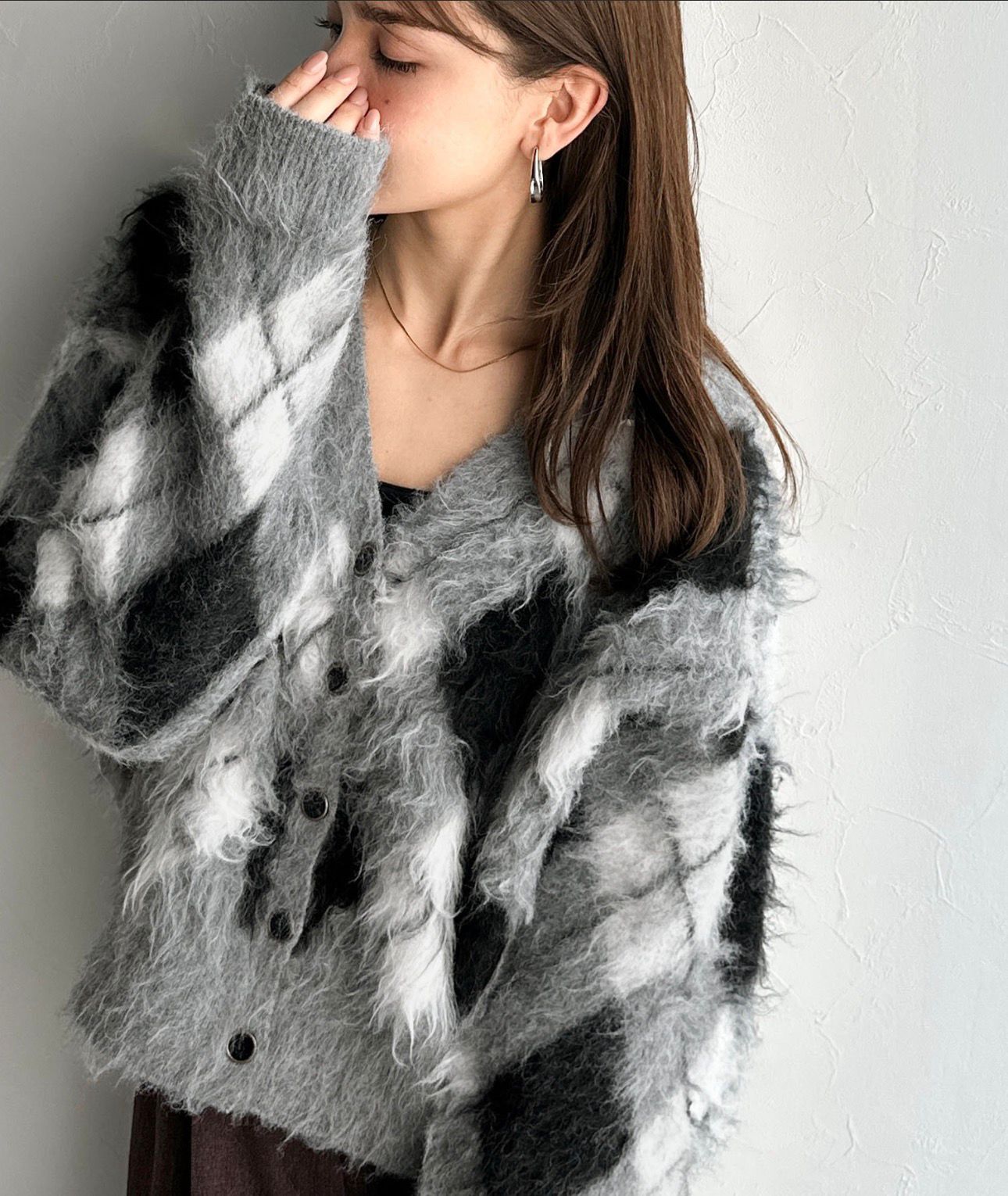 【預購】JN011604 mily bilet 菱格紋V領針織外套