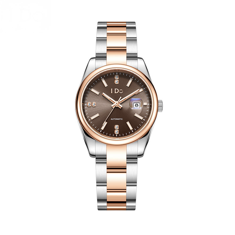 【I DO】IDO818M  撞色錶帶 日期 機械 不鏽鋼 女款 手錶