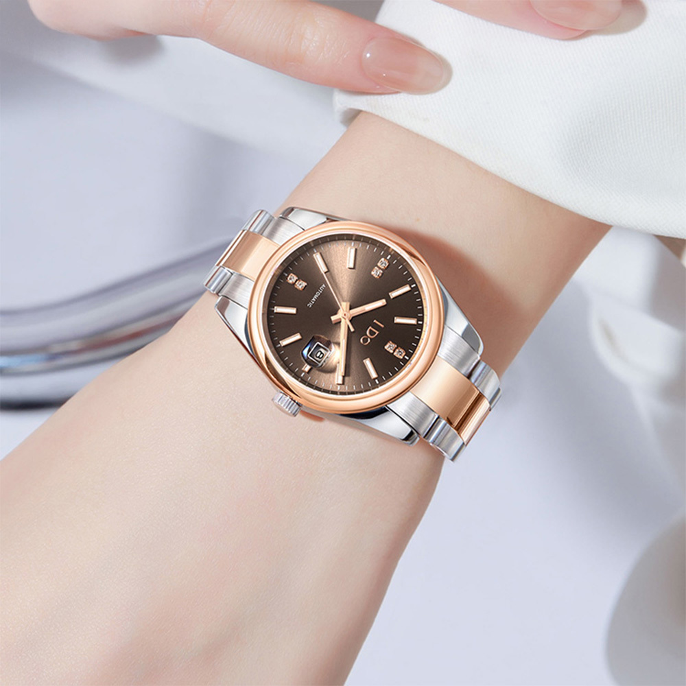 【I DO】IDO818M  撞色錶帶 日期 機械 不鏽鋼 女款 手錶