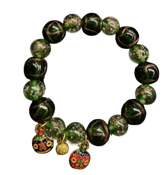 260116-A28 12-14mm雍宮香灰飄花琉璃珠咬金獸深綠色手串（正財事業）送布袋(需留中文全名，已包大寶法王開光證+布袋和雍和宮開光，不提供開光視頻，3月頭到貨只限尖沙咀門店自取）