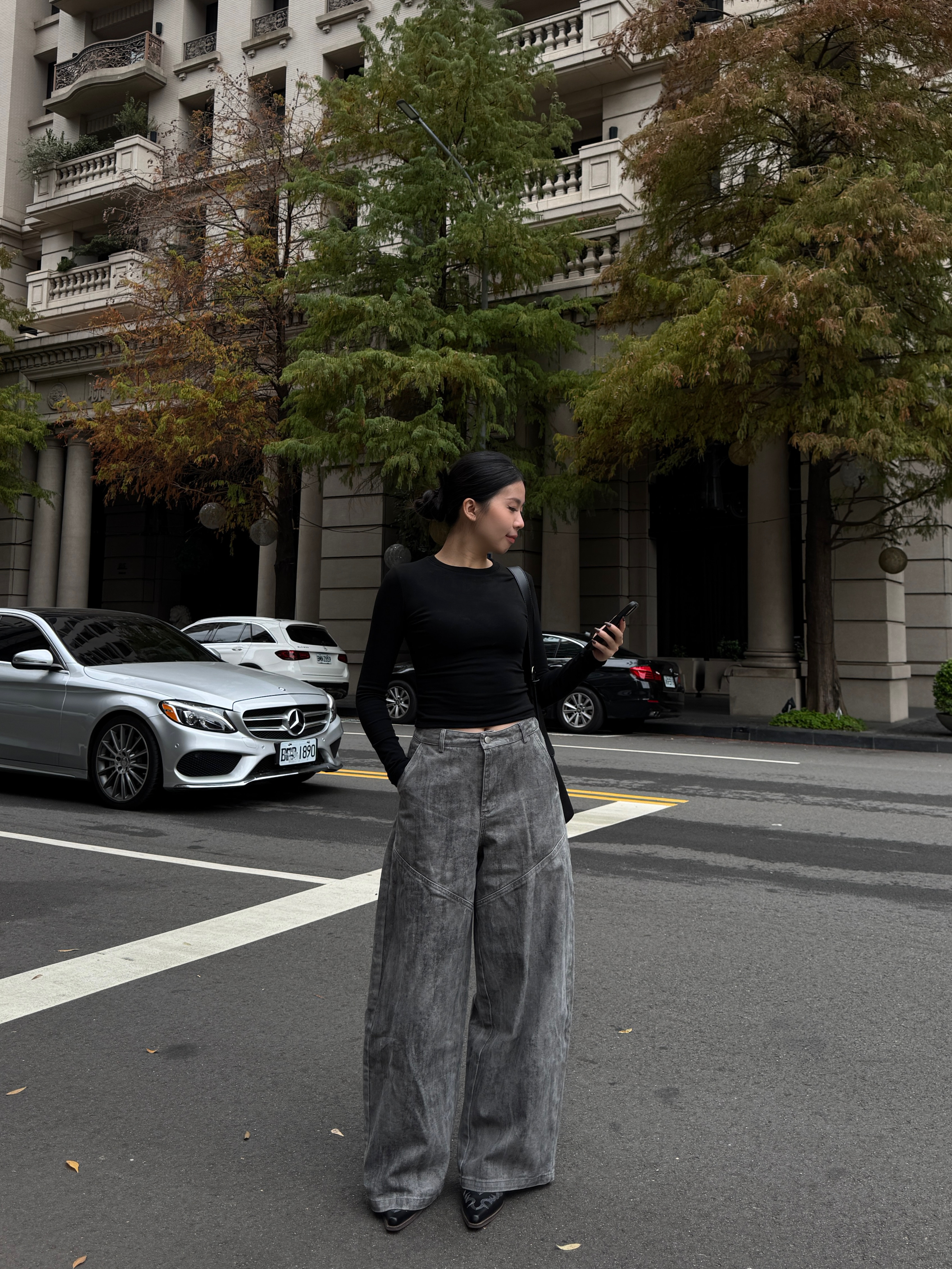 Chic Girl📻斑駁擦色暈染寬褲(2色)