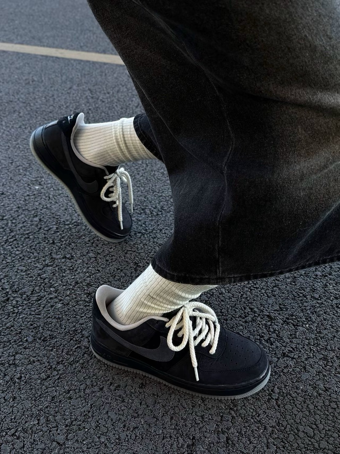 NIKE AIR FORCE 1 '07 'Black Fossil' 黑灰 冰底 麂皮 復古 休閒鞋 IQ9791-001