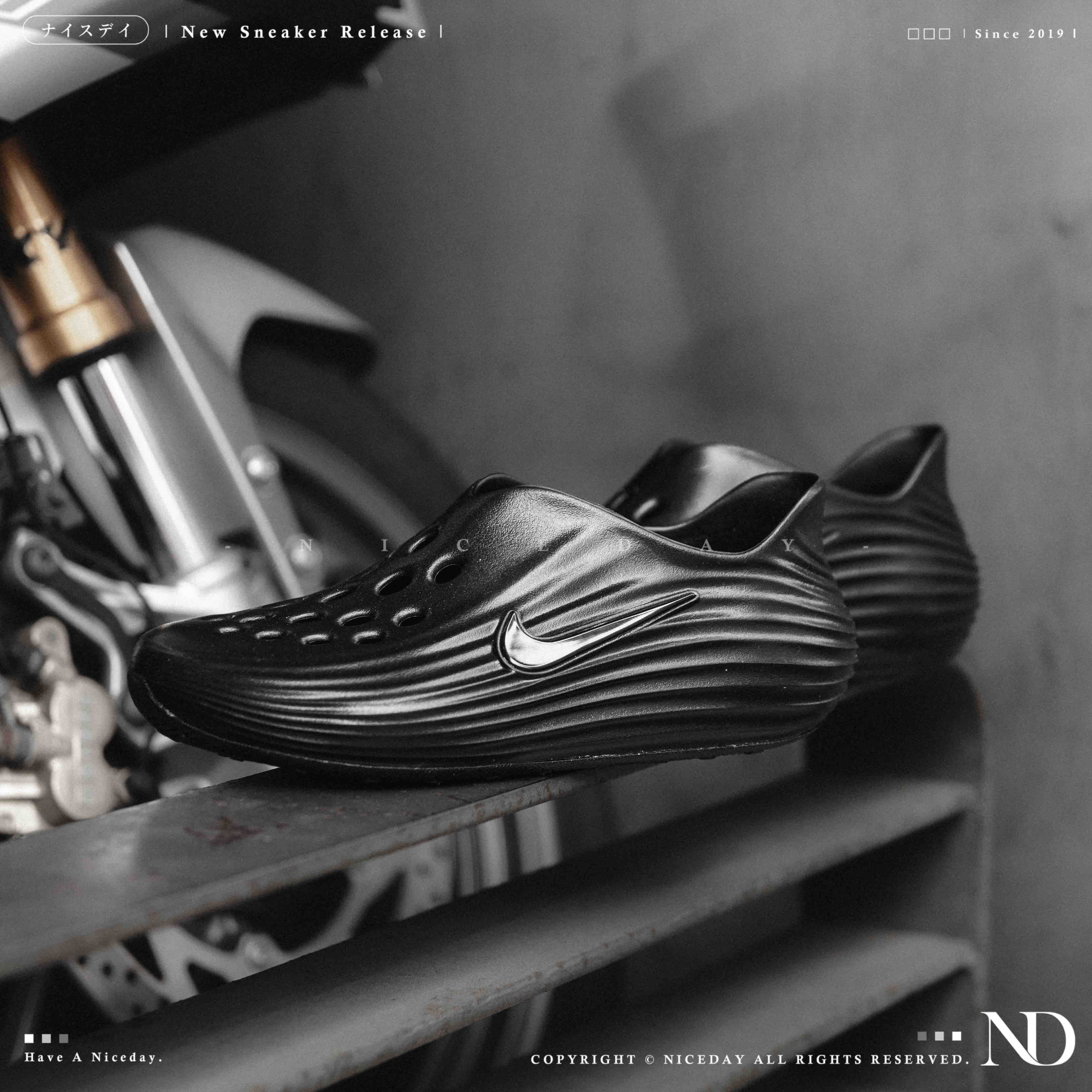 NICEDAY 現貨 Nike ReactX Rejuven8 防水拖 黑 全黑 黑色 拖鞋 洞洞 HV5060-001