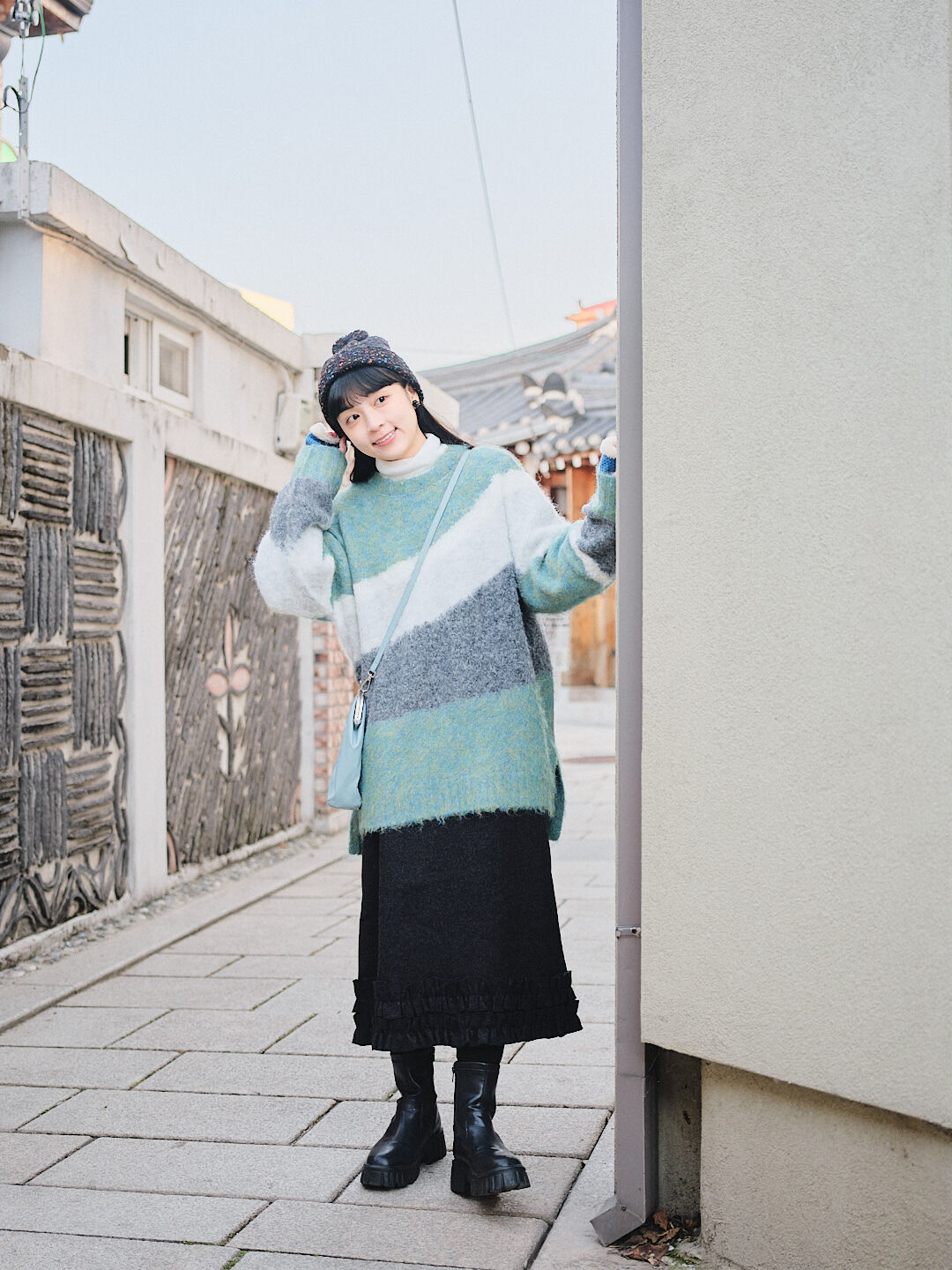 (限量新增色)倫敦霧時分！毛呢荷葉邊裙