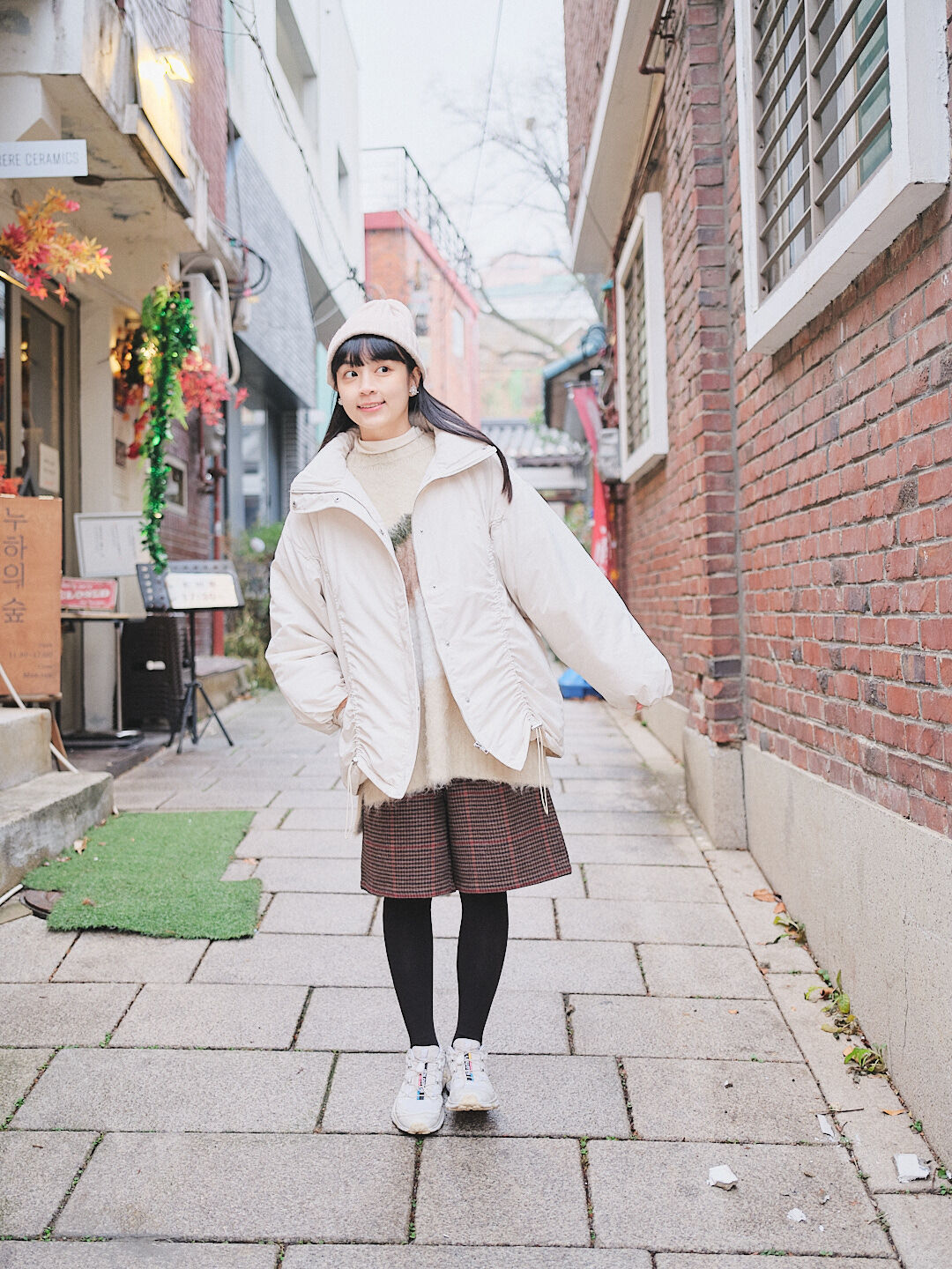 (限量)愛丁堡短敘！粗呢格紋五分褲(兩色-布朗)