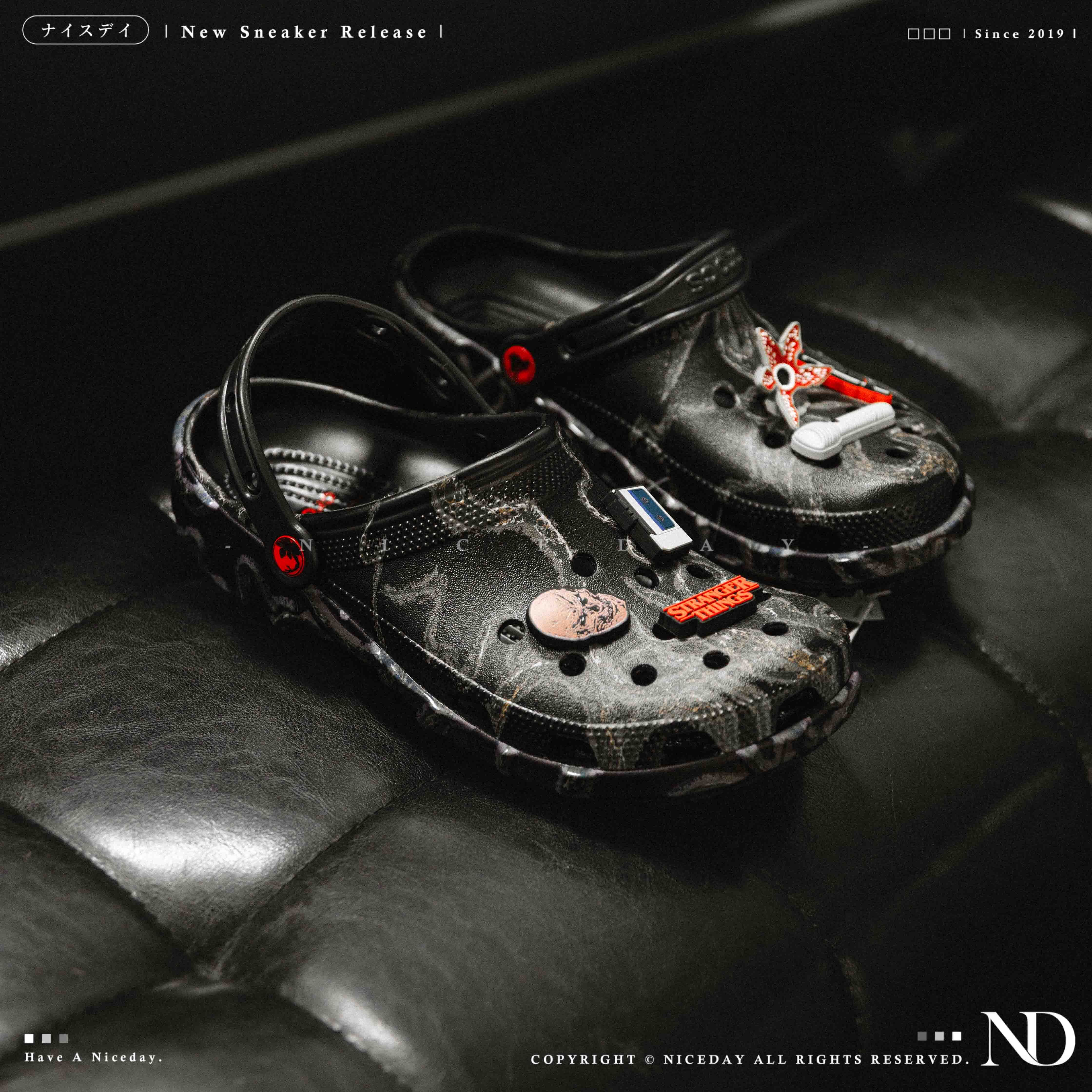 NICEDAY 代購 Crocs Classic Crush 洞洞鞋 x 怪奇物語 Stranger Things 聯名 黑 黑紅 外星 異形 212074-90H